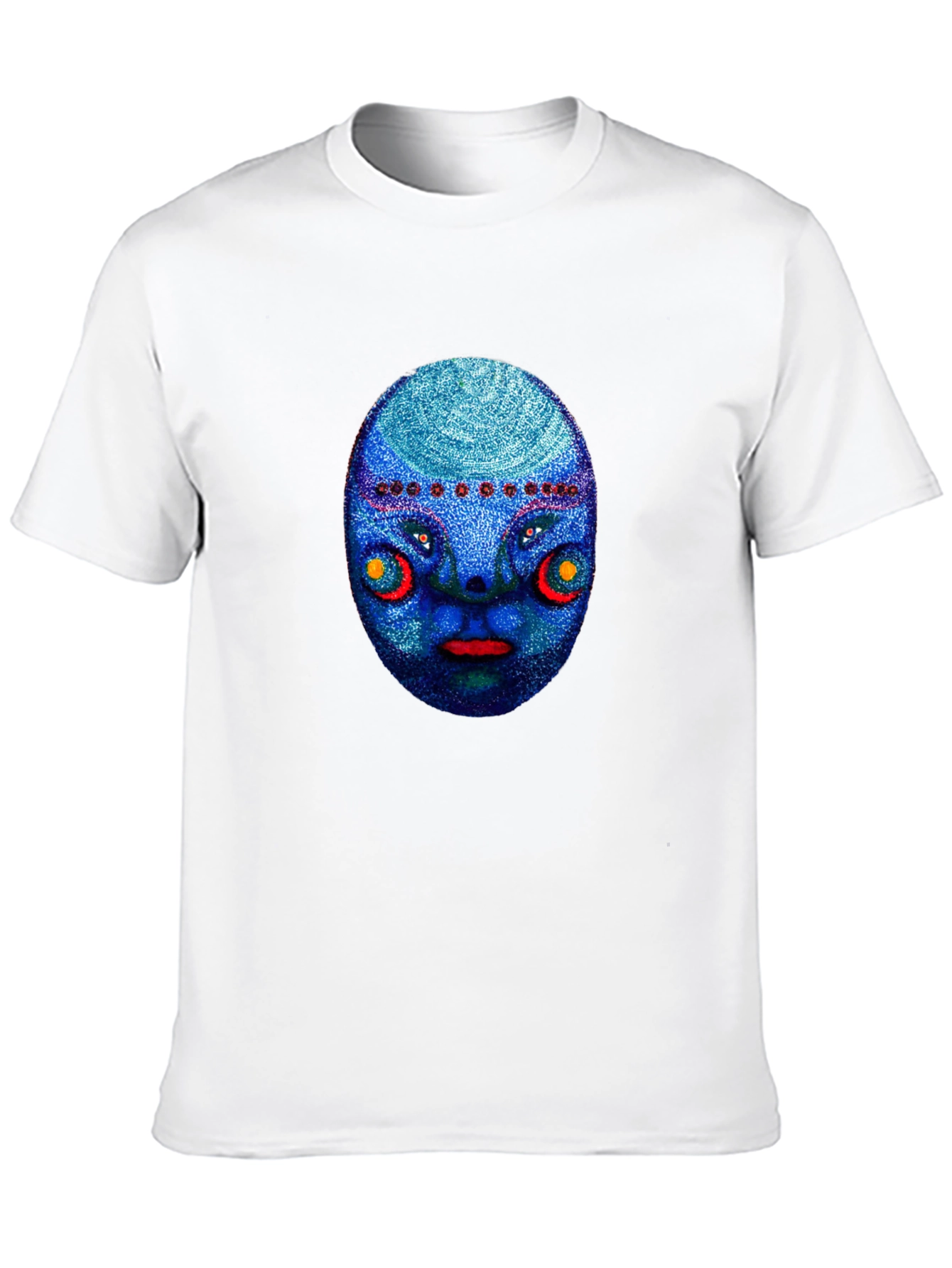 Unique Blue Face Graphic Black T-Shirt