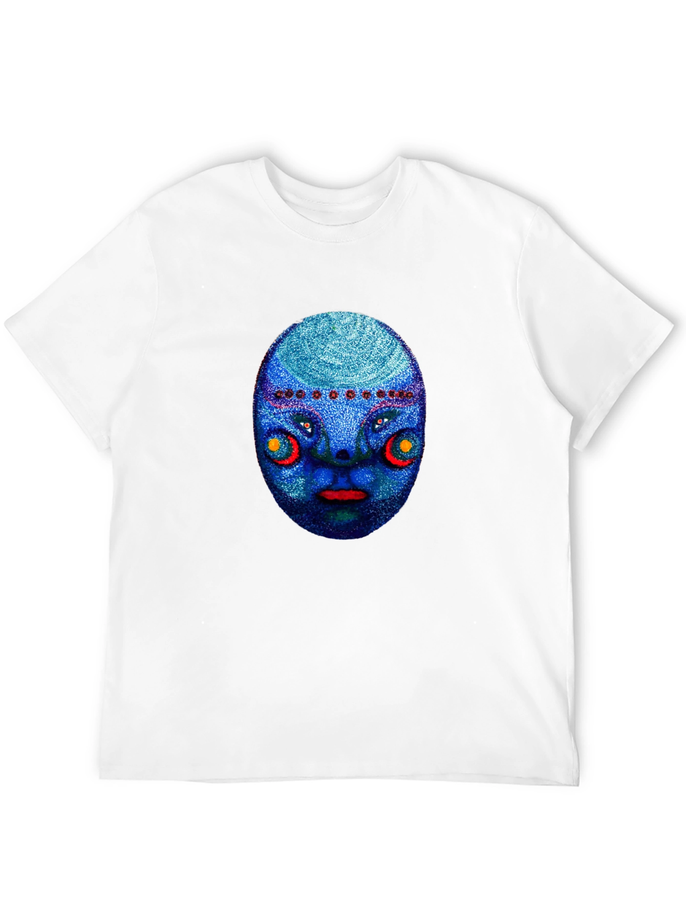 Unique Blue Face Graphic Black T-Shirt