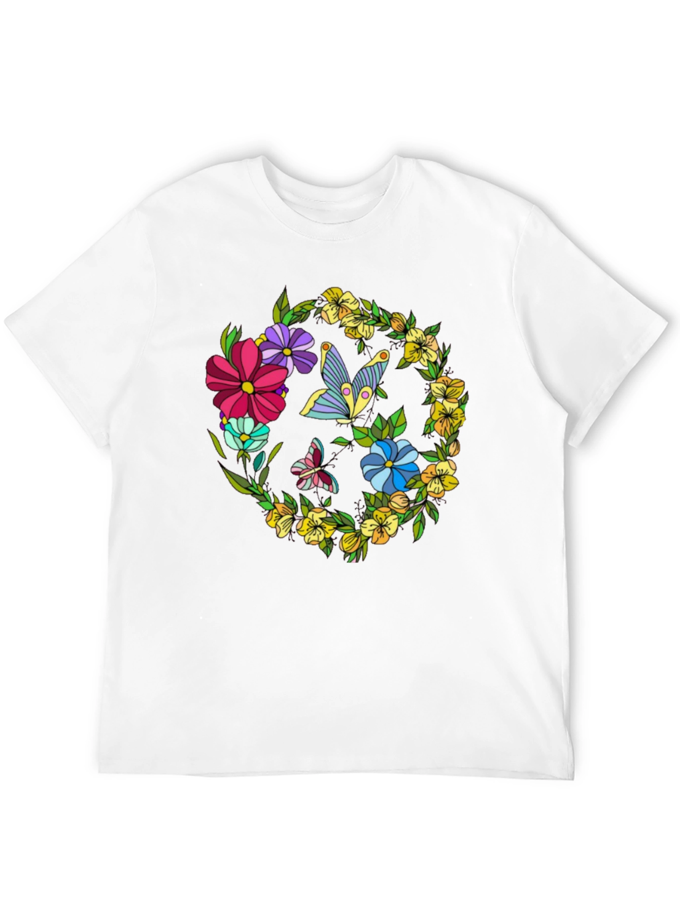 Floral Butterfly Black Graphic T-Shirt