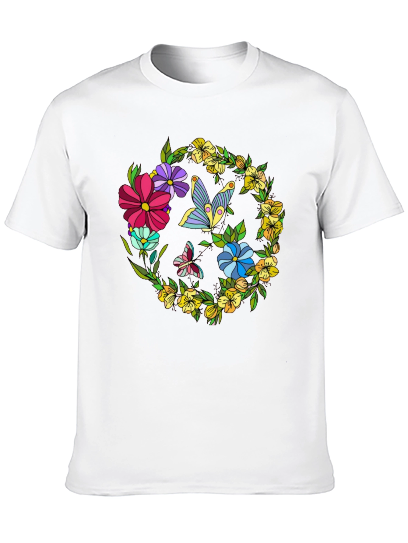 Floral Butterfly Black Graphic T-Shirt
