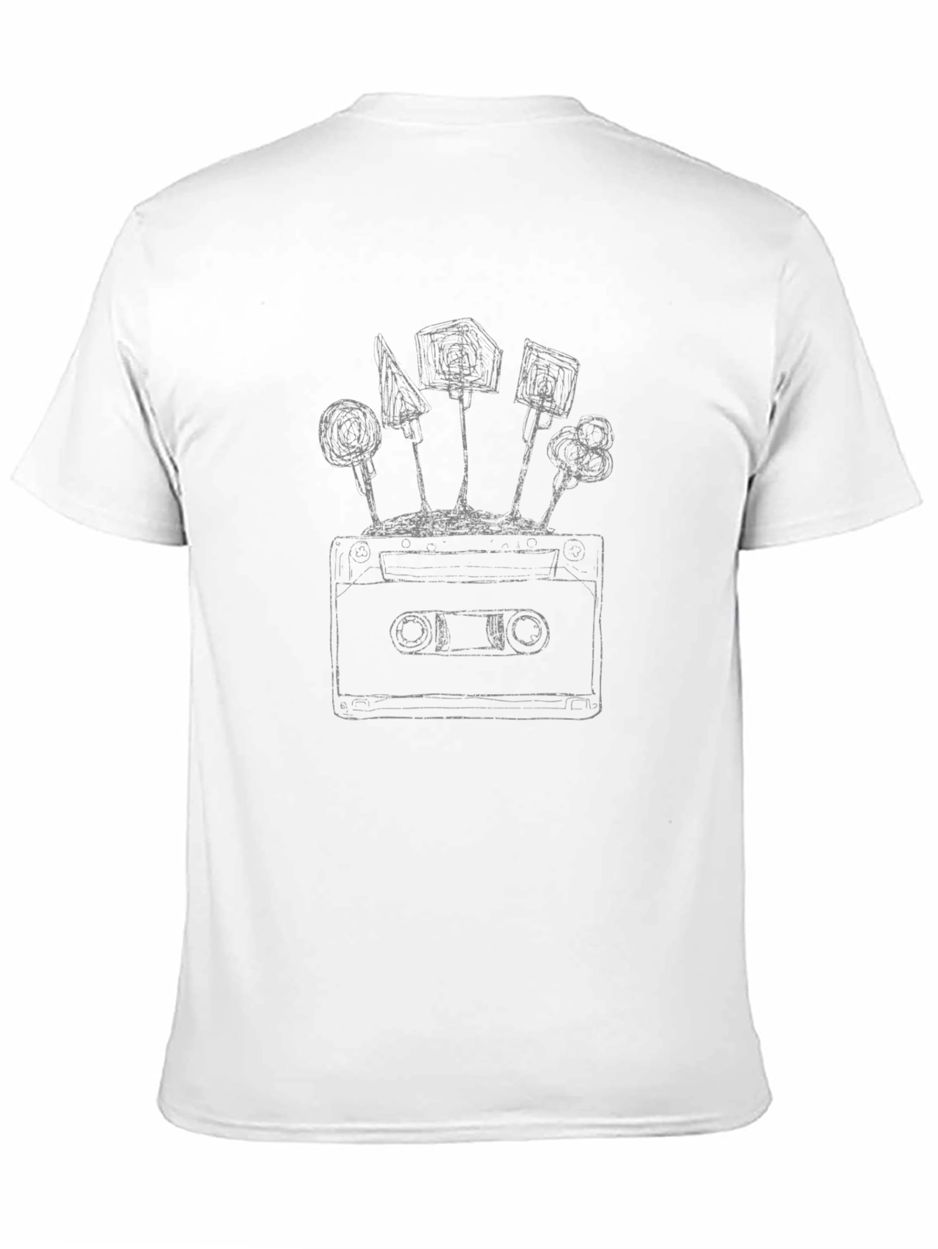 Retro Cassette Tape & Lollipop Black T-Shirt