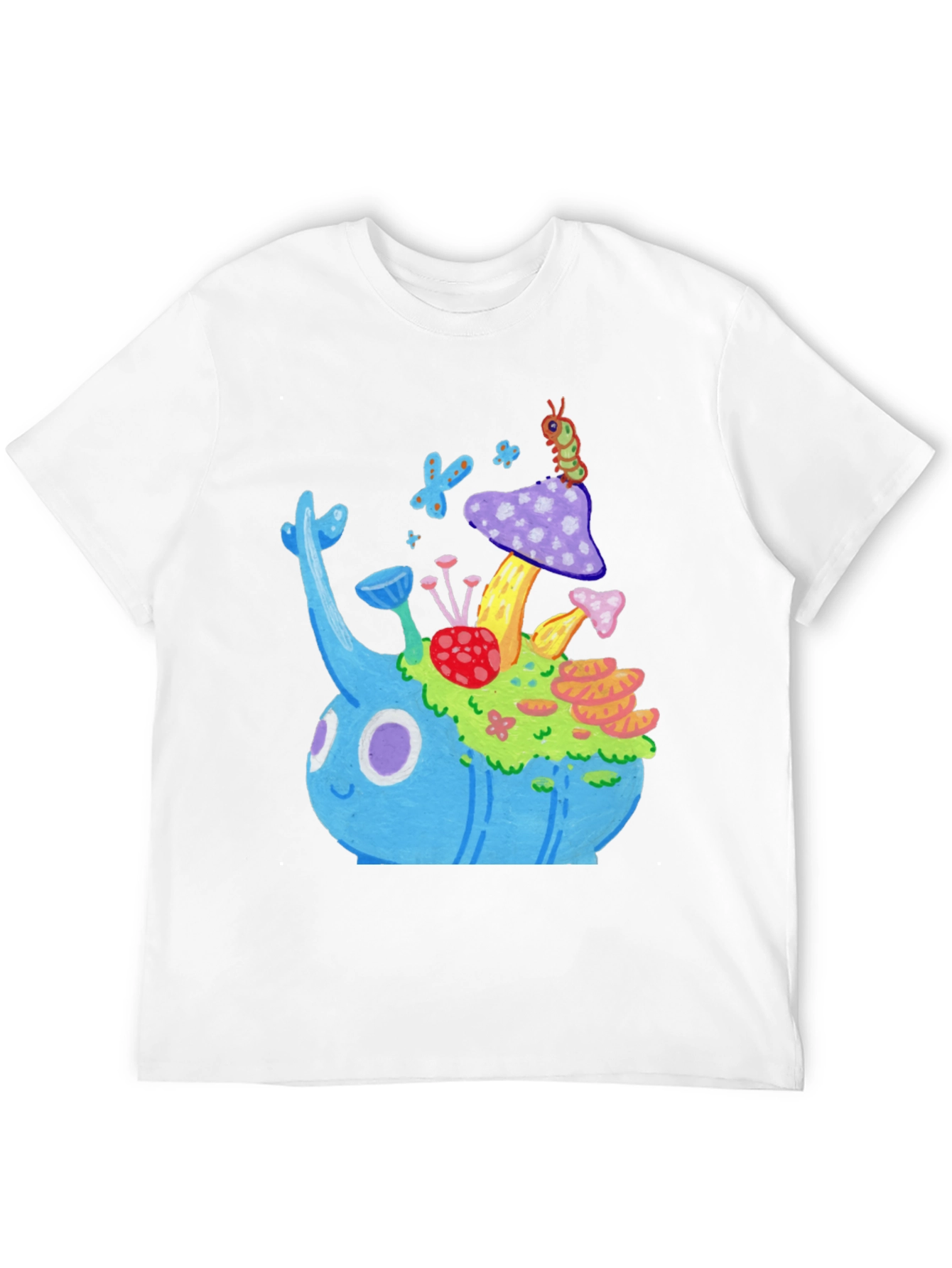 Whimsical Mushroom Garden Graphic Tee - Black