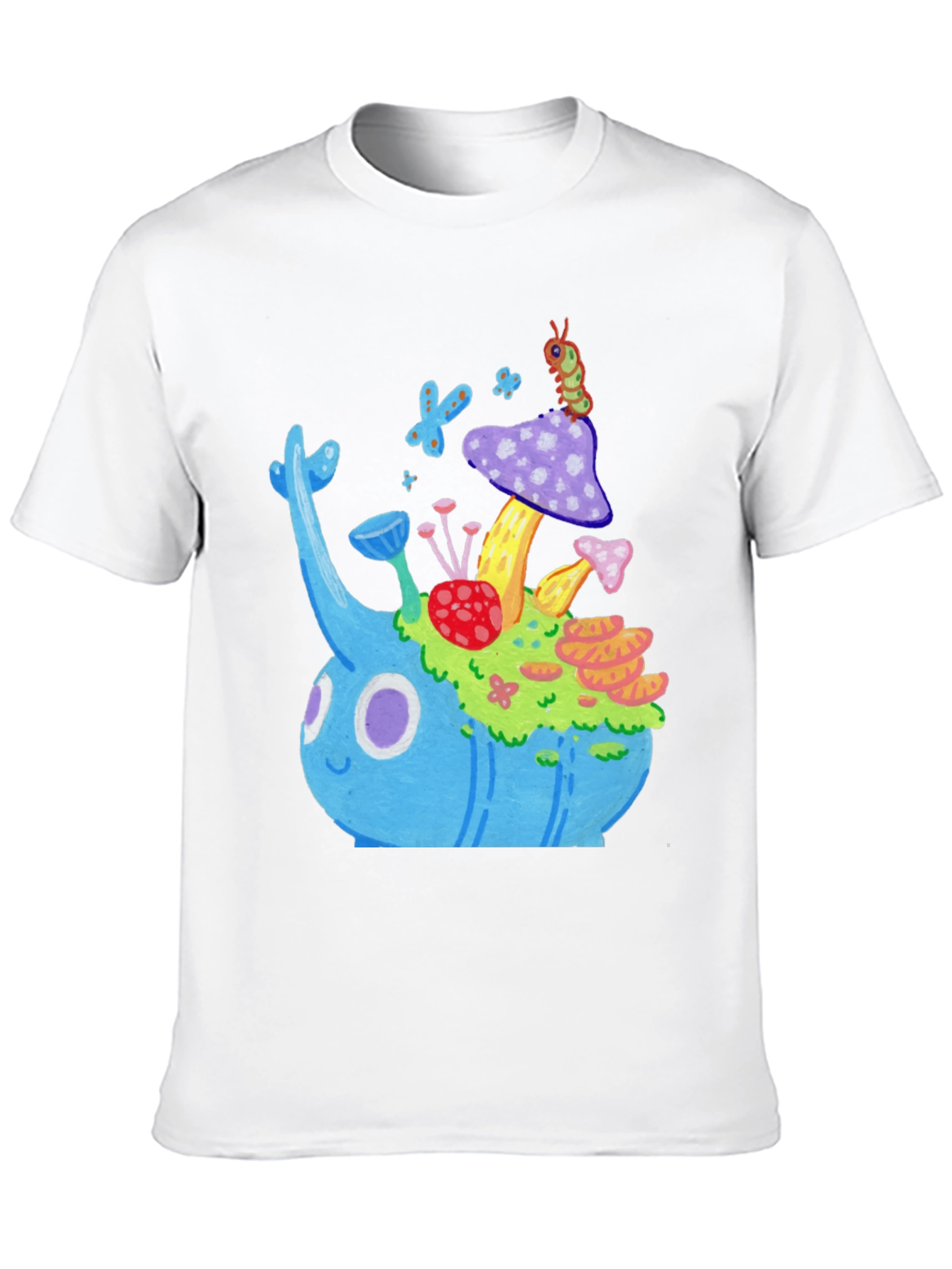 Whimsical Mushroom Garden Graphic Tee - Black