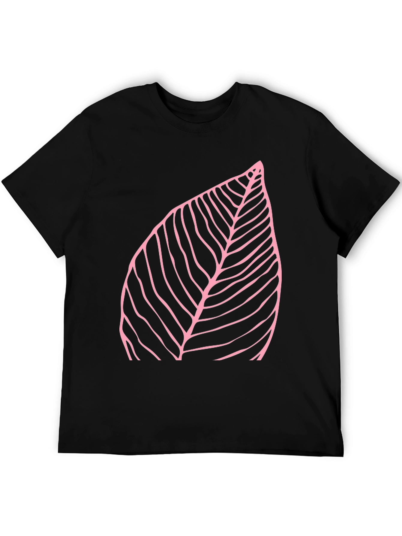 Leaf Print Black T-Shirt