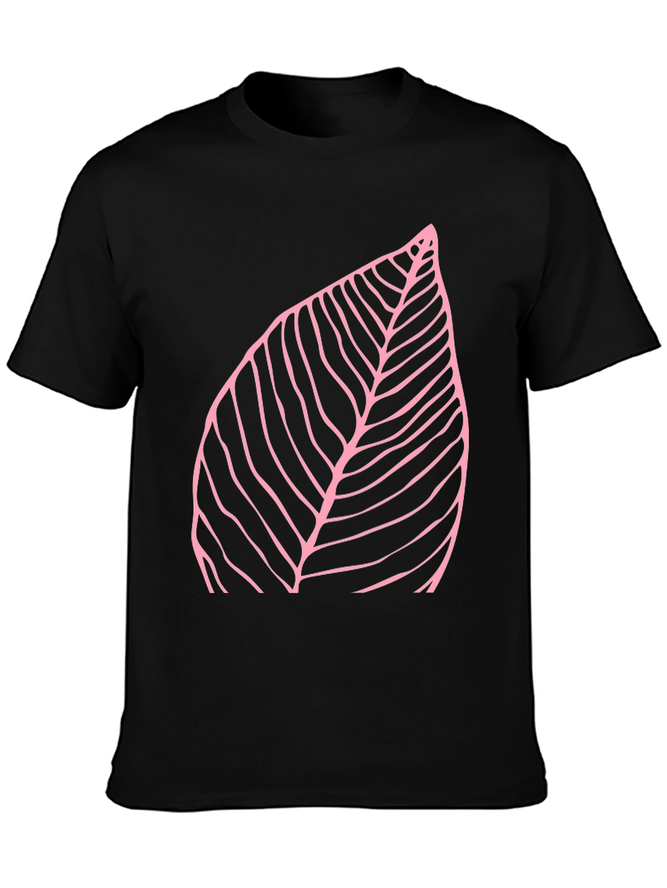 Leaf Print Black T-Shirt