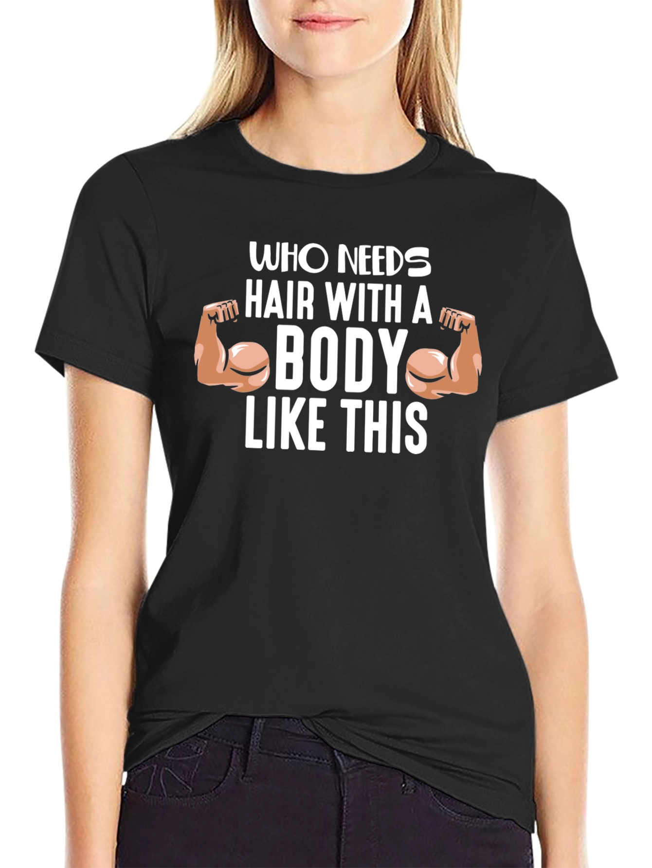 Funny Bodybuilder T-Shirt - Who Needs Hair?
