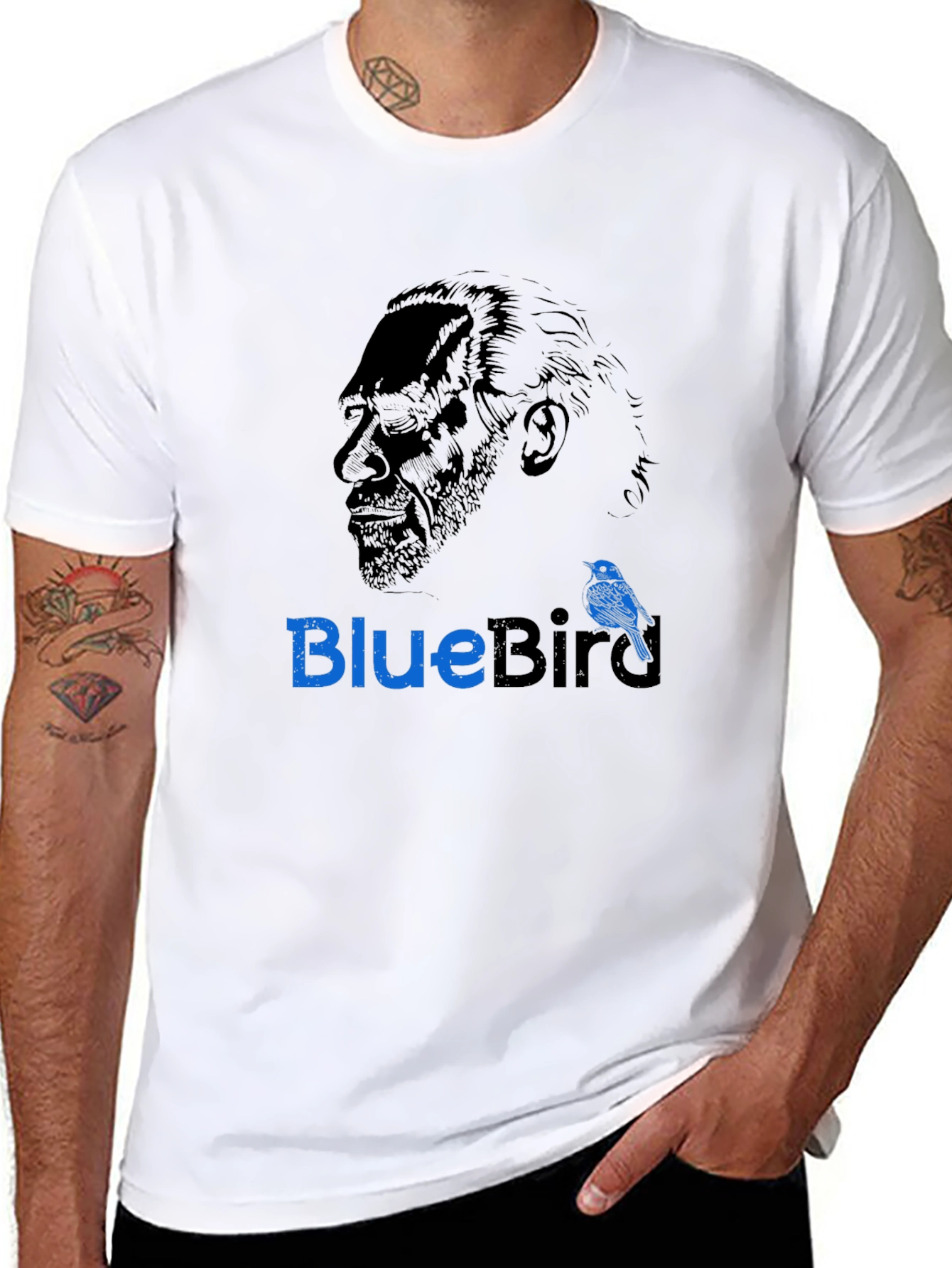 Mens Black BlueBird Graphic T-Shirt
