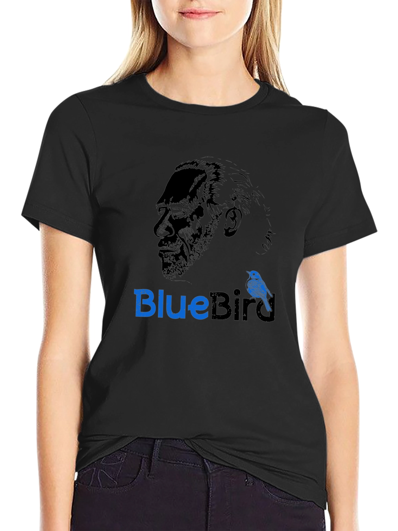 Mens Black BlueBird Graphic T-Shirt