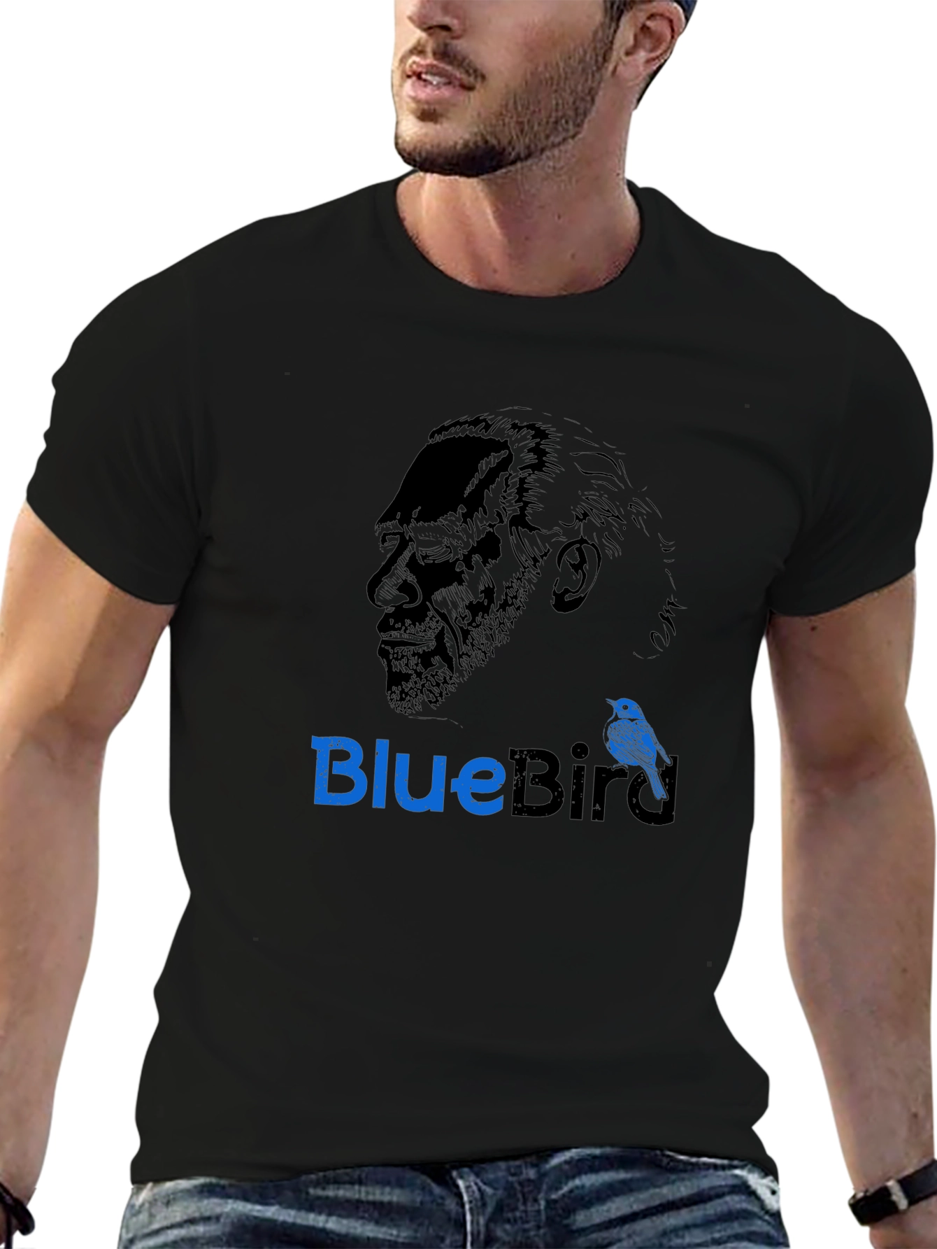 Mens Black BlueBird Graphic T-Shirt