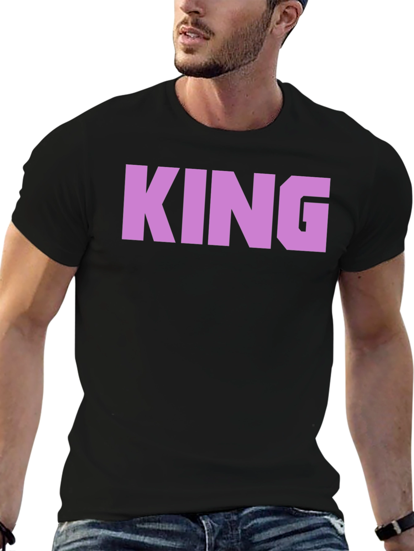 King Graphic Print Black T-Shirt