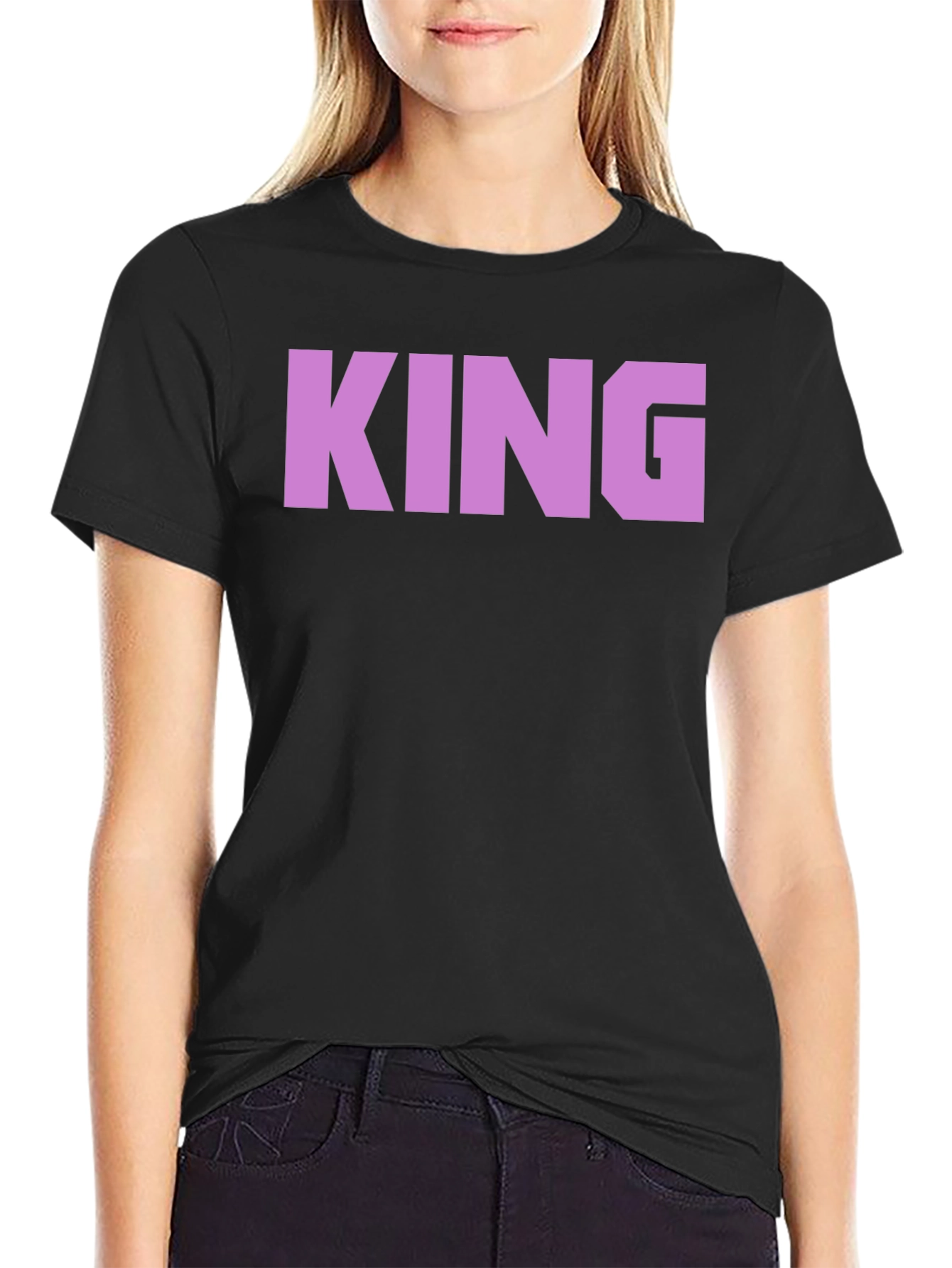 King Graphic Print Black T-Shirt
