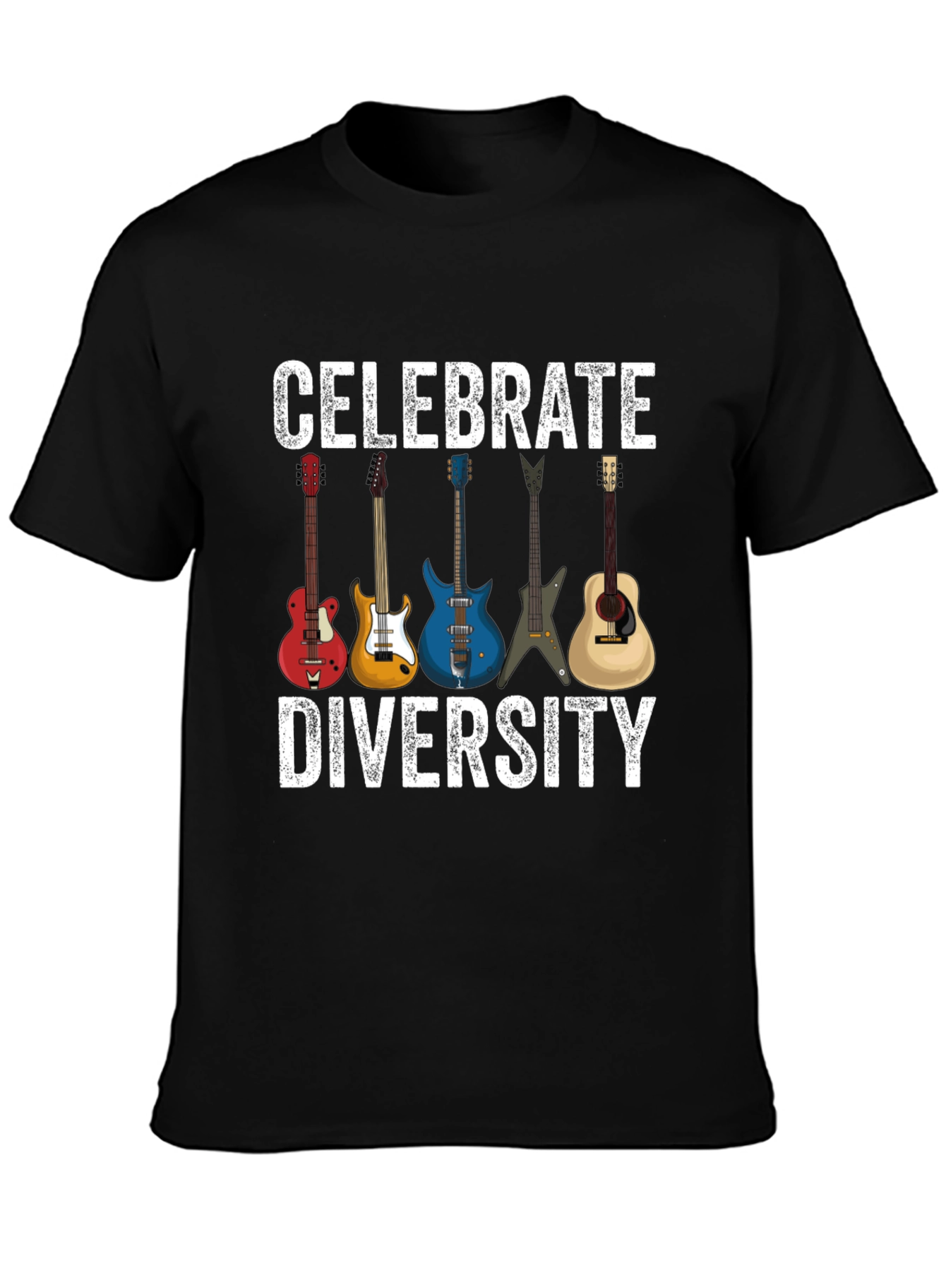 Celebrate Diversity Guitar T-Shirt - Music Lover Tee
