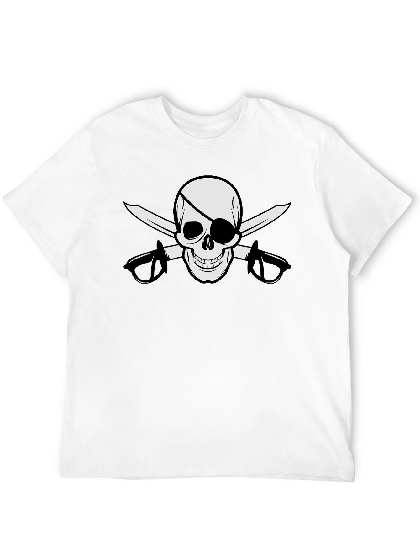 Pirate Skull & Swords Graphic Black T-Shirt