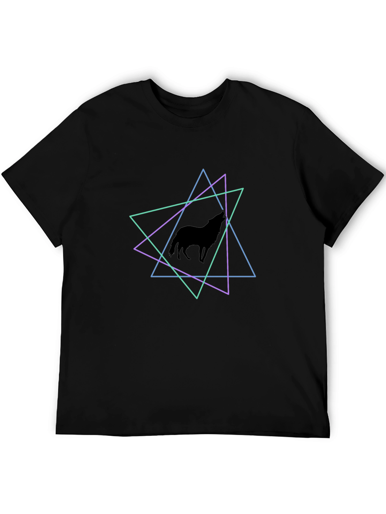 Geometric Wolf T-Shirt - Black