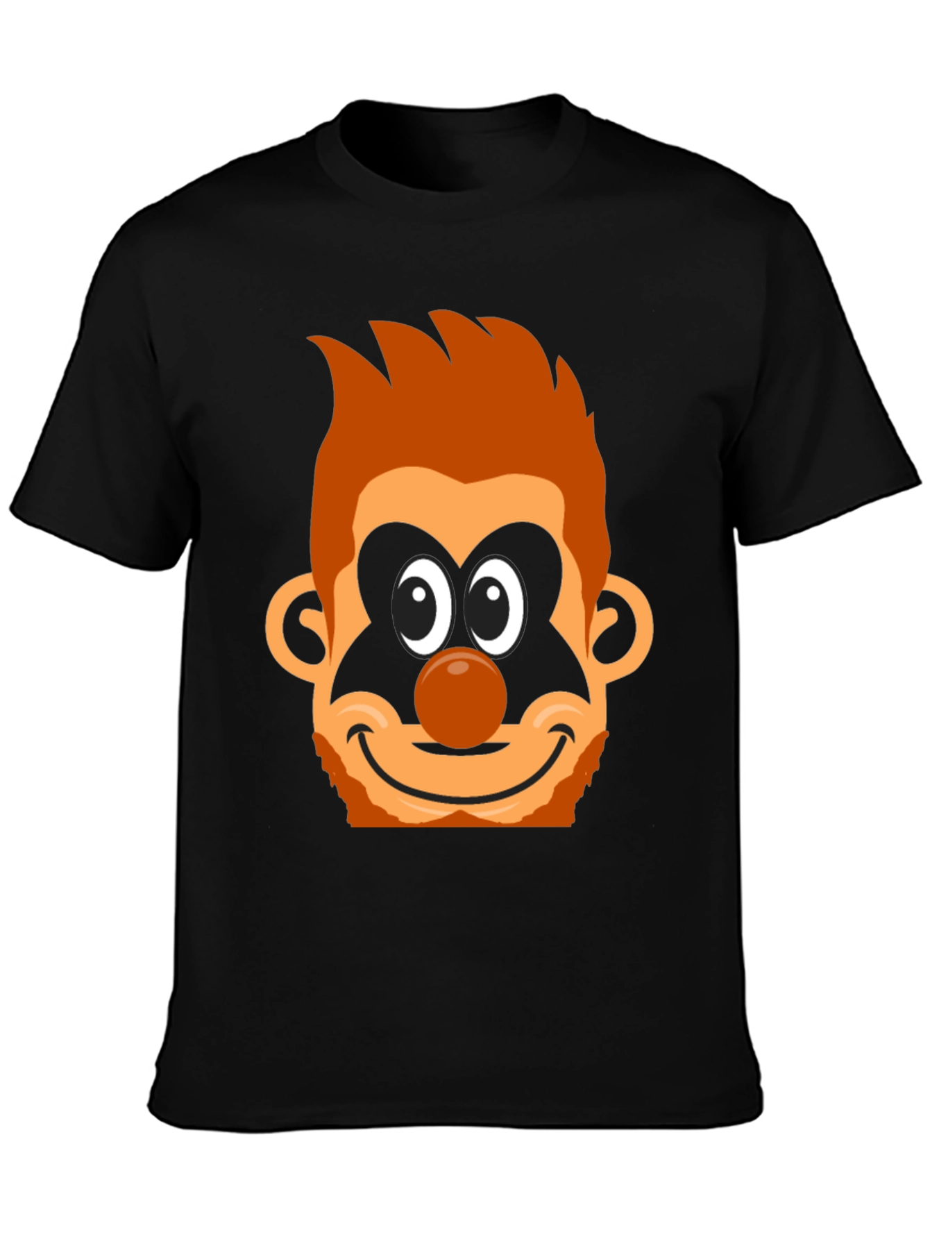Cartoon Clown Face Graphic Tee - Black Cotton Blend