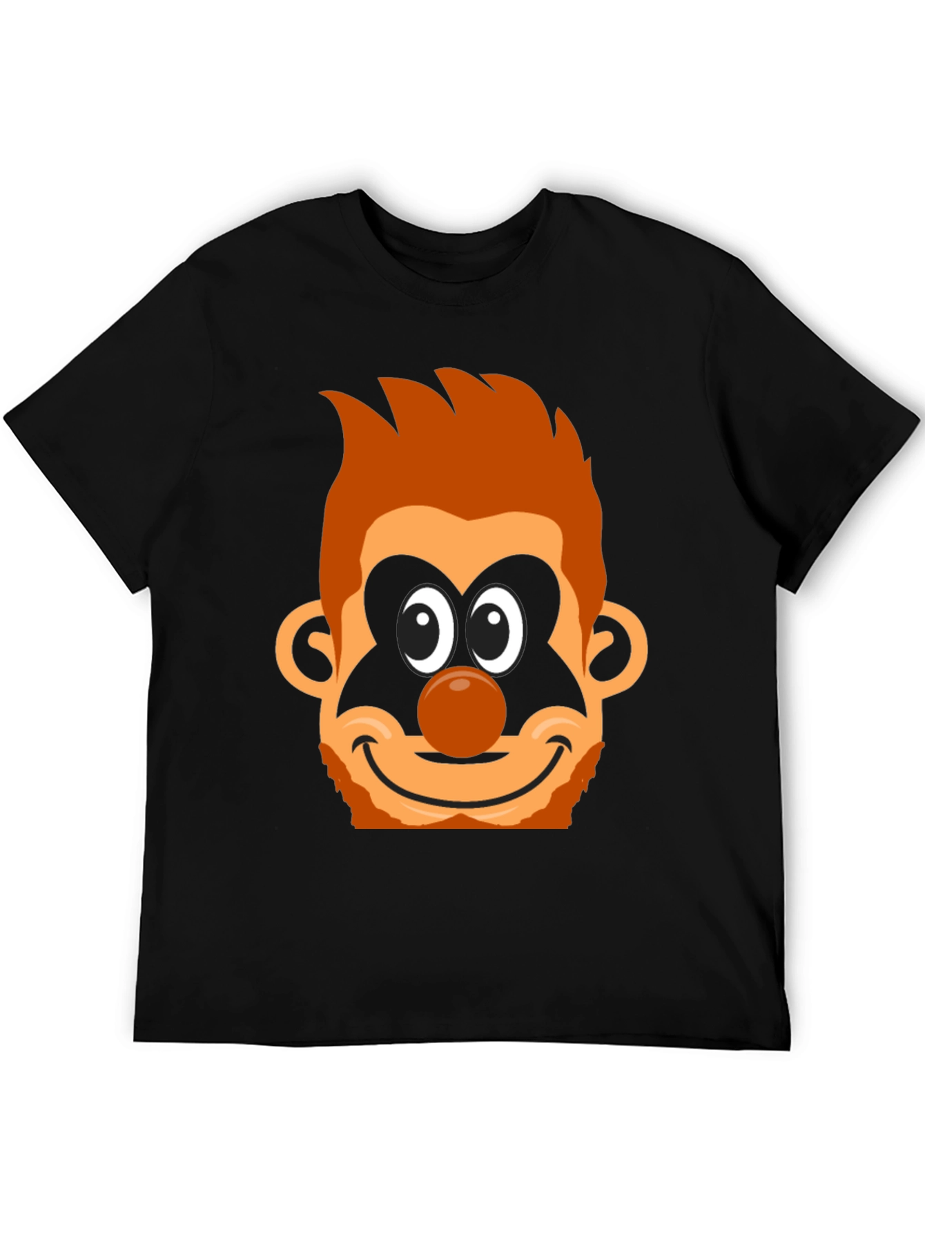 Cartoon Clown Face Graphic Tee - Black Cotton Blend