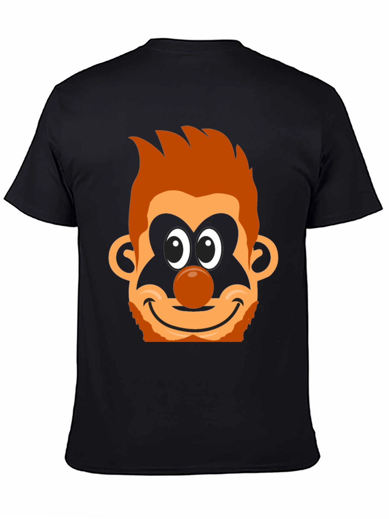 Cartoon Clown Face Graphic Tee - Black Cotton Blend