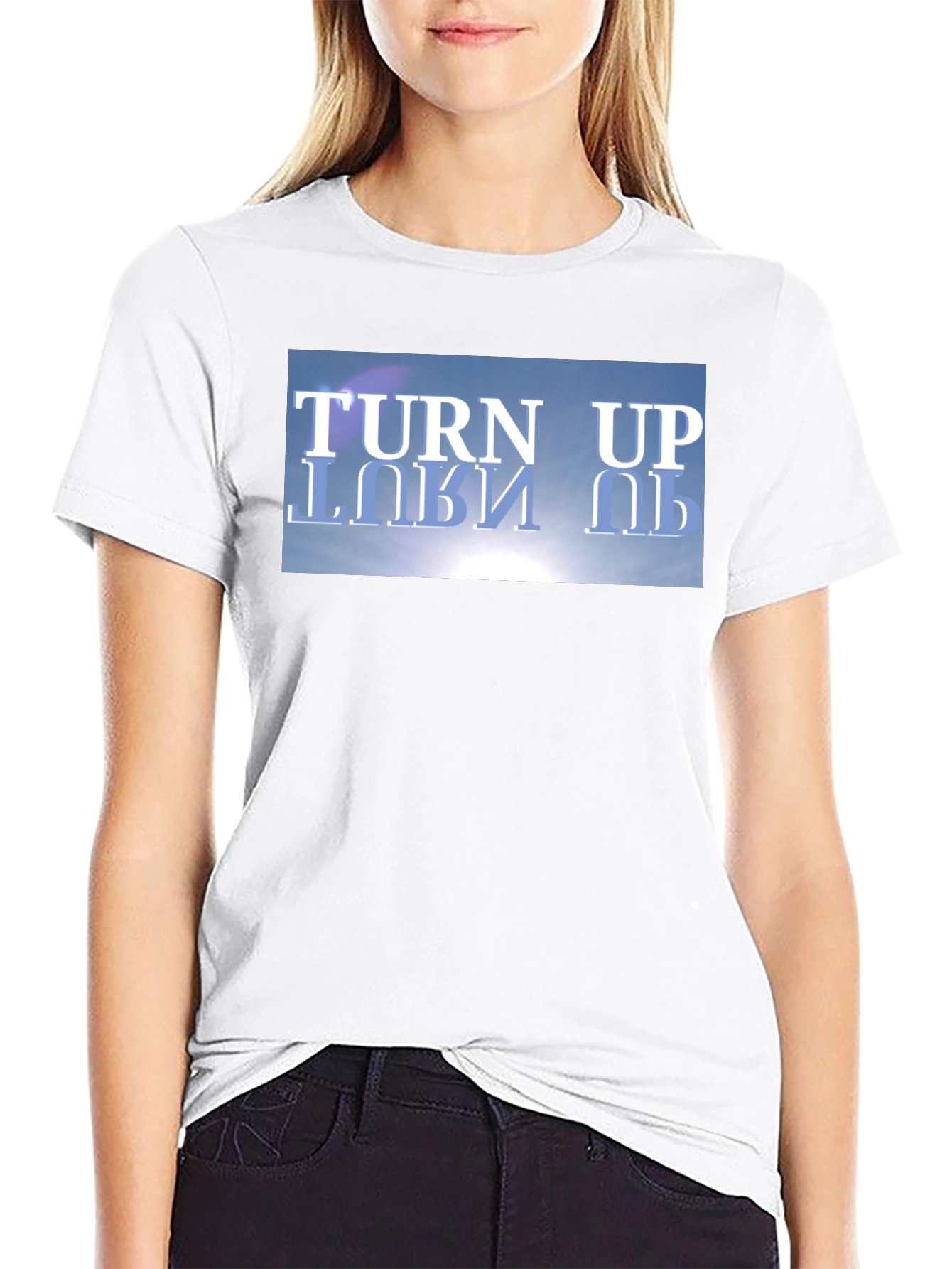 Turn Up Graphic Tee - Black Cotton T-Shirt