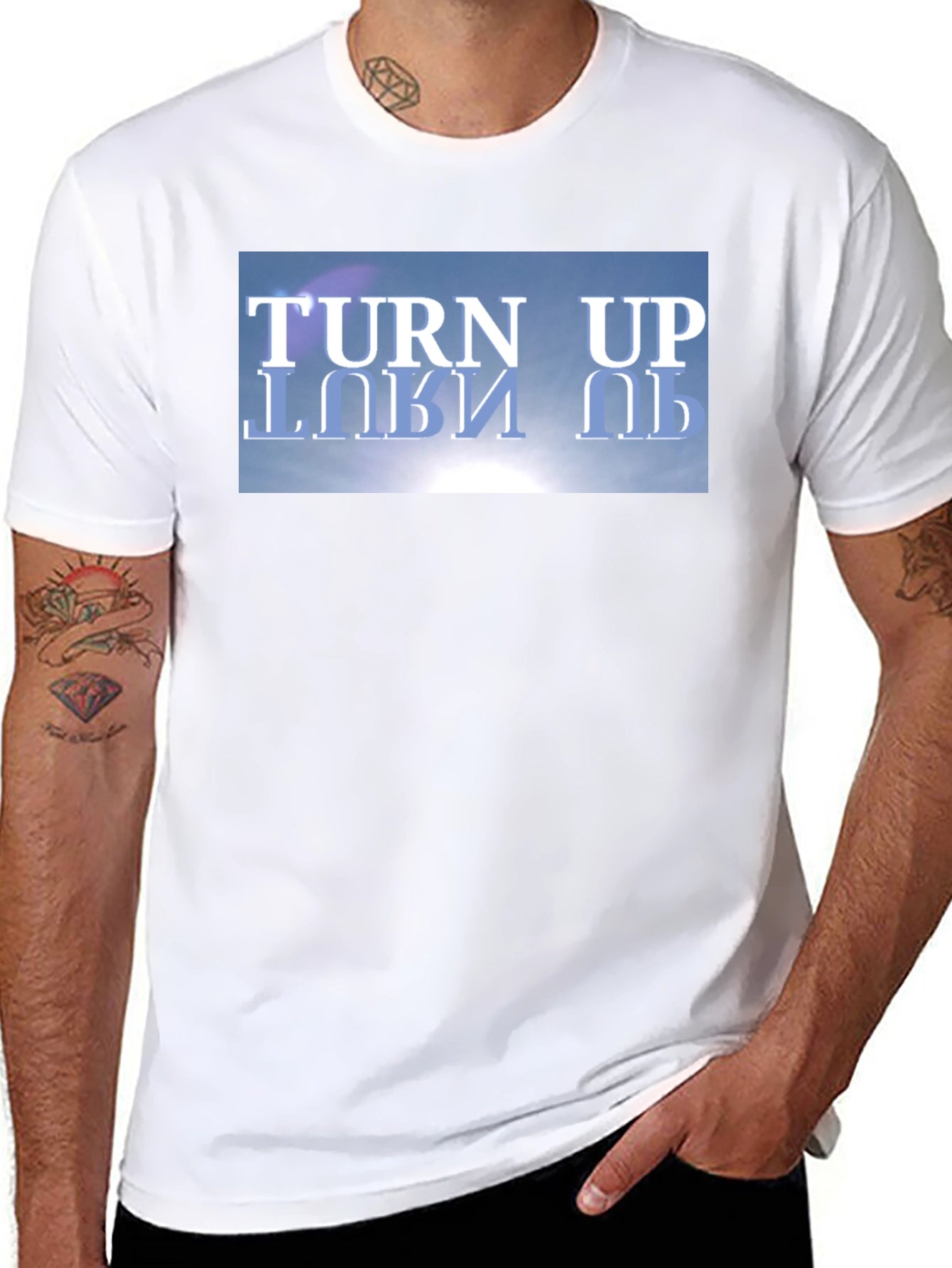 Turn Up Graphic Tee - Black Cotton T-Shirt