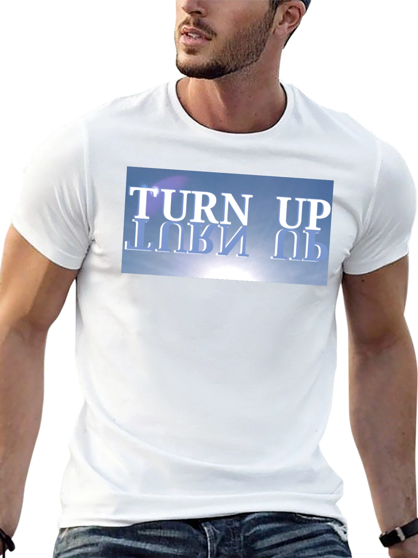 Turn Up Graphic Tee - Black Cotton T-Shirt