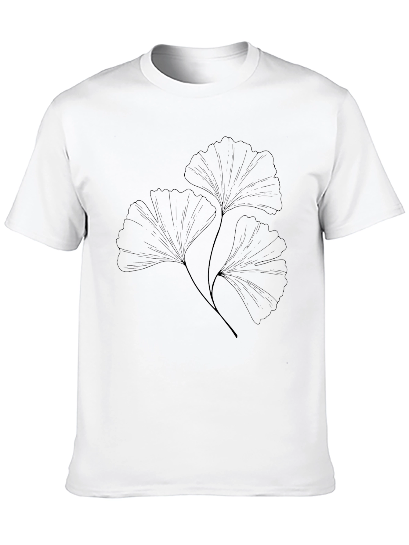 Ginkgo Leaf Graphic Black T-Shirt