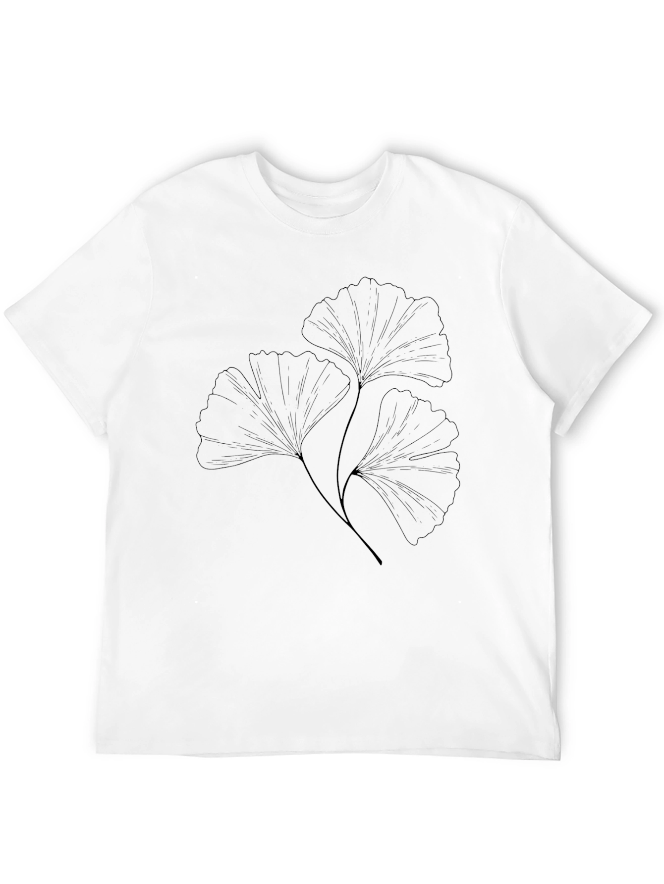 Ginkgo Leaf Graphic Black T-Shirt