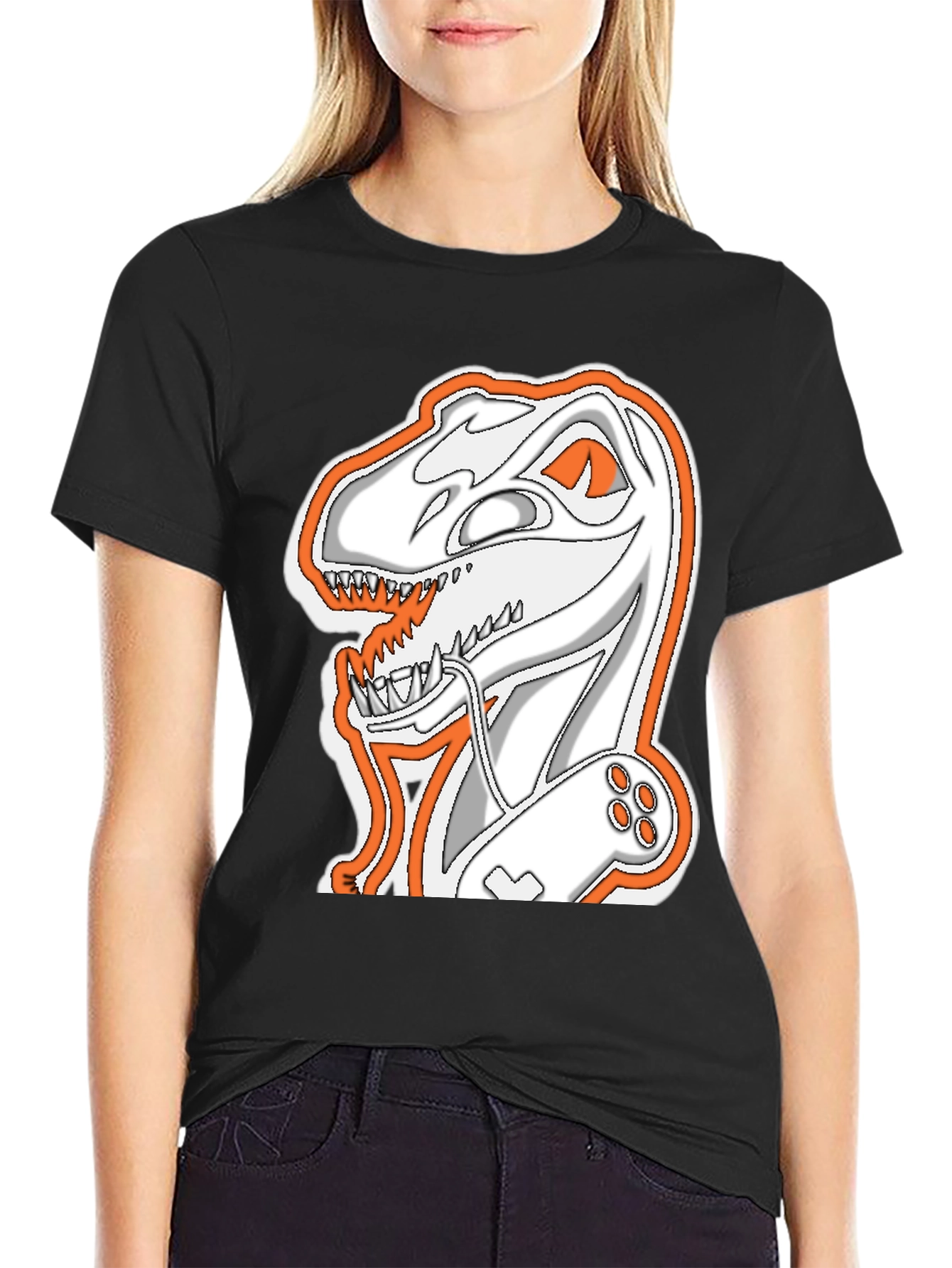 Gamer Dino T-Shirt - Black Novelty Tee