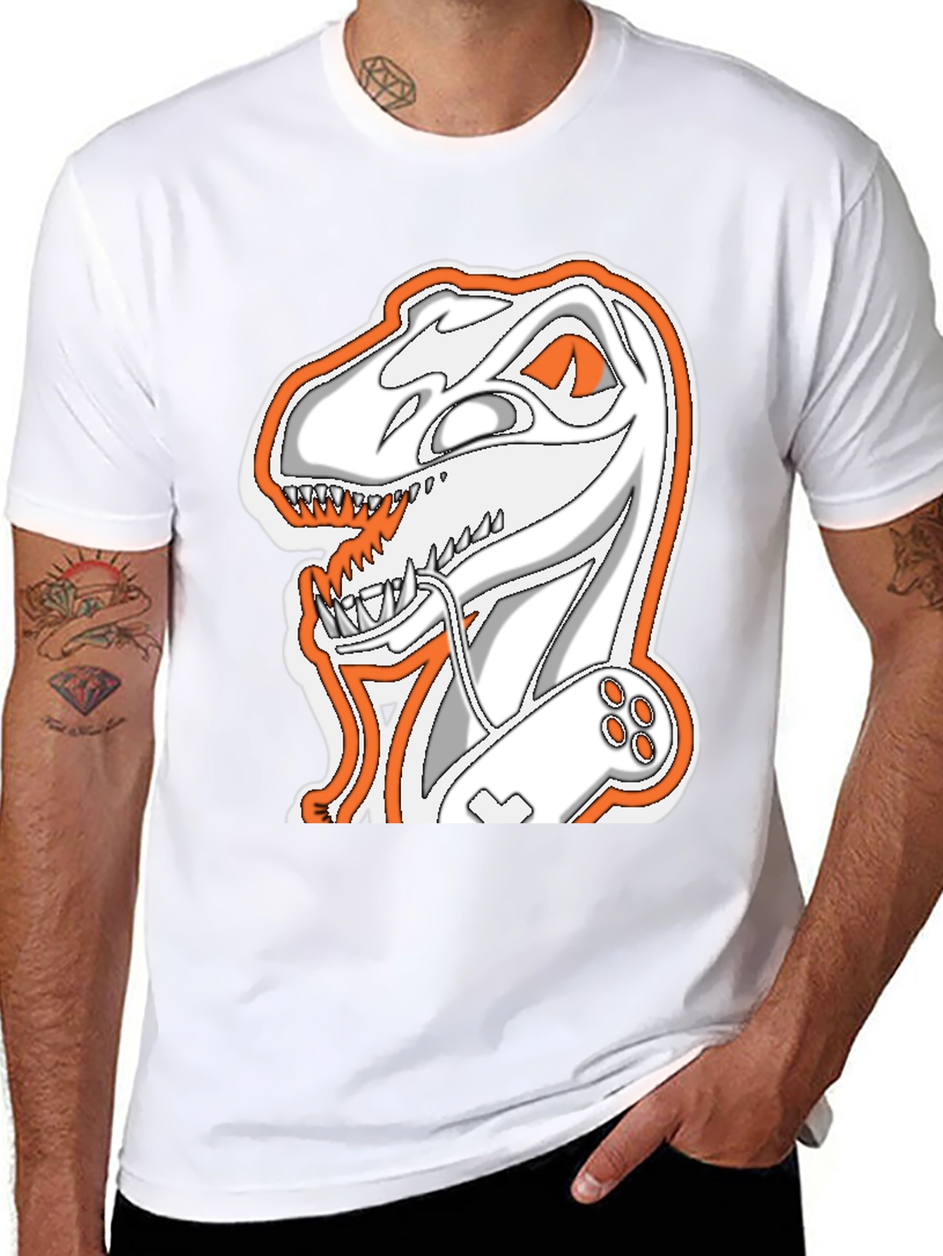 Gamer Dino T-Shirt - Black Novelty Tee