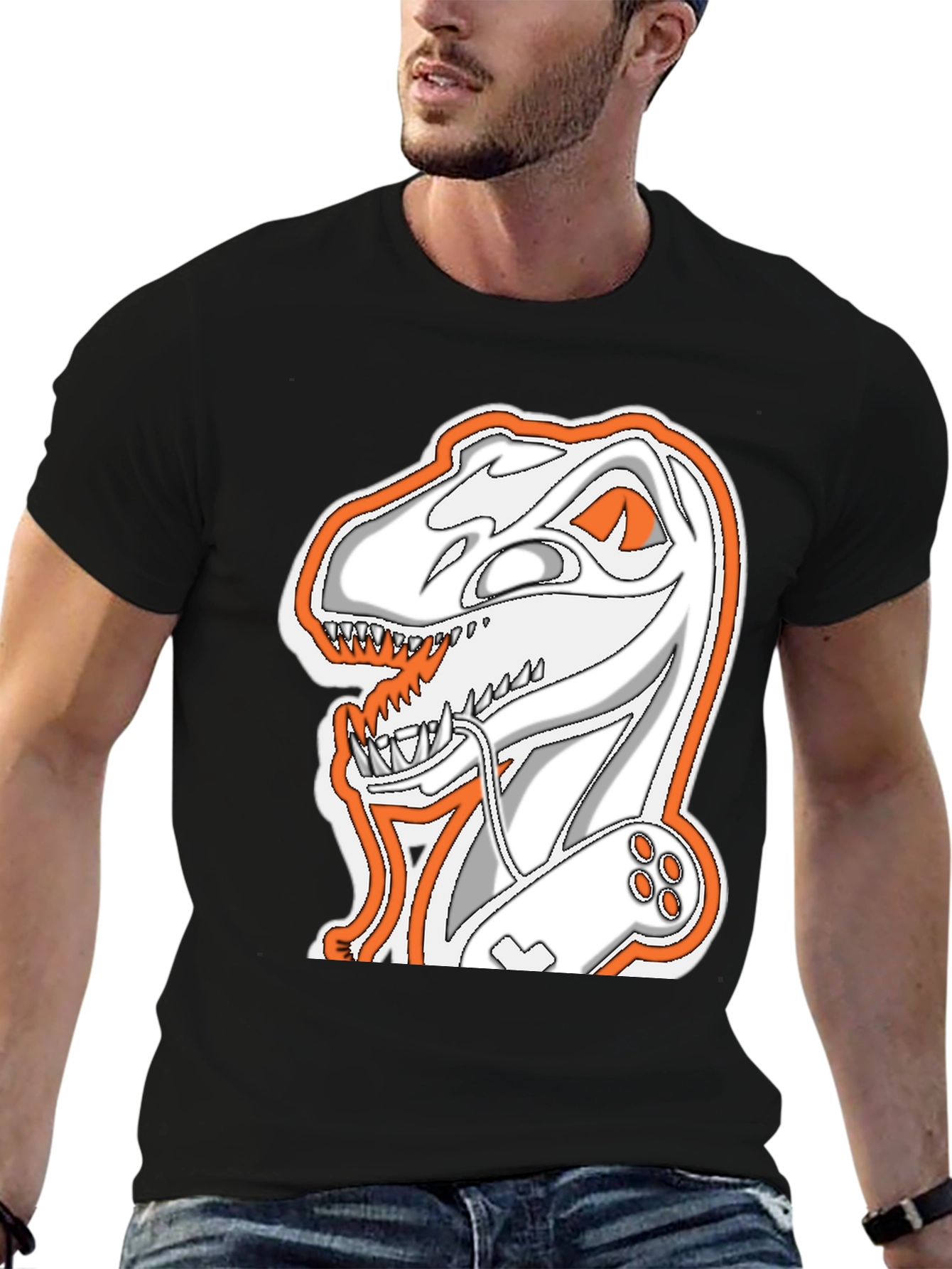 Gamer Dino T-Shirt - Black Novelty Tee