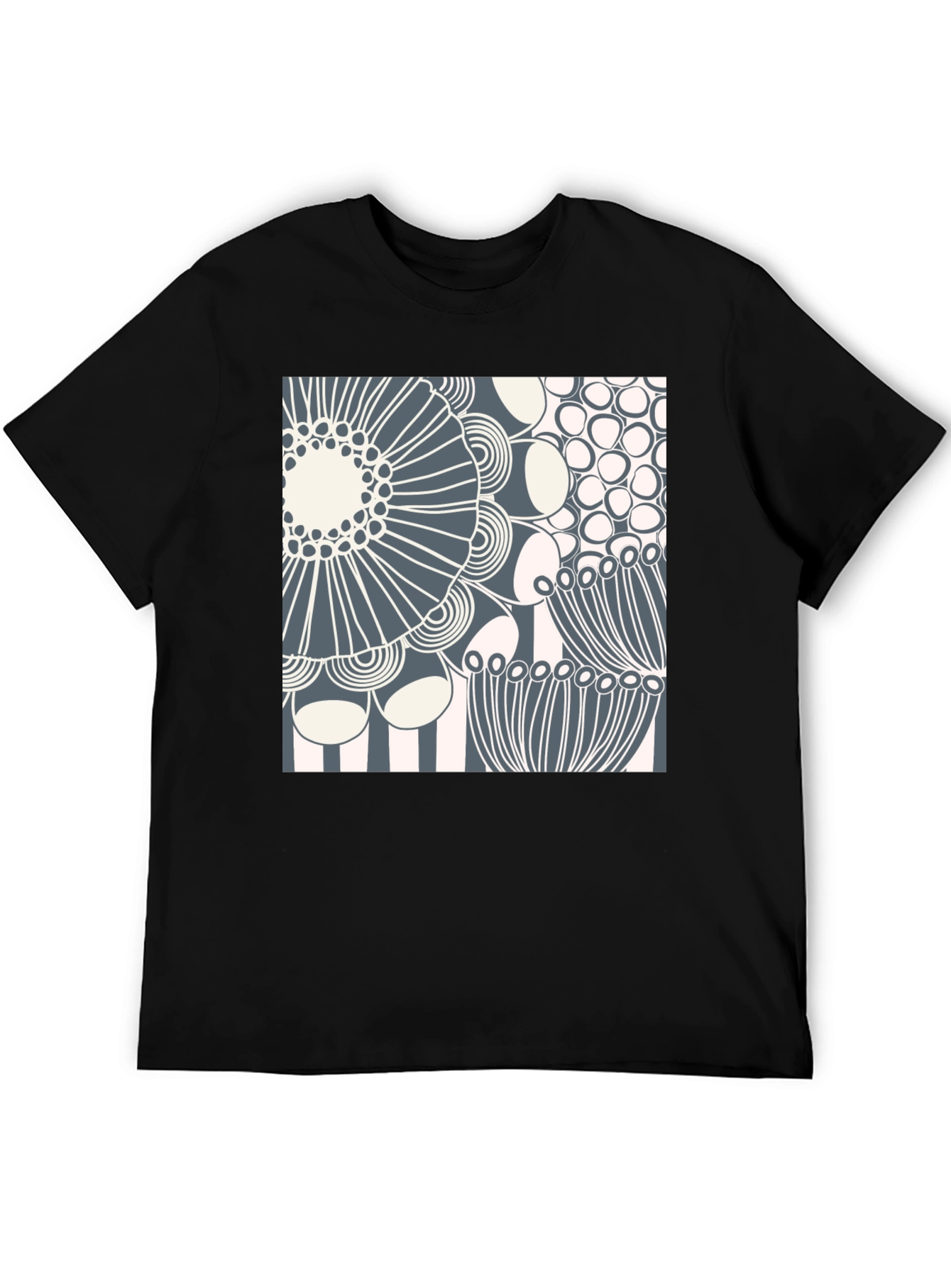 Abstract Floral Print Crew Neck T-Shirt