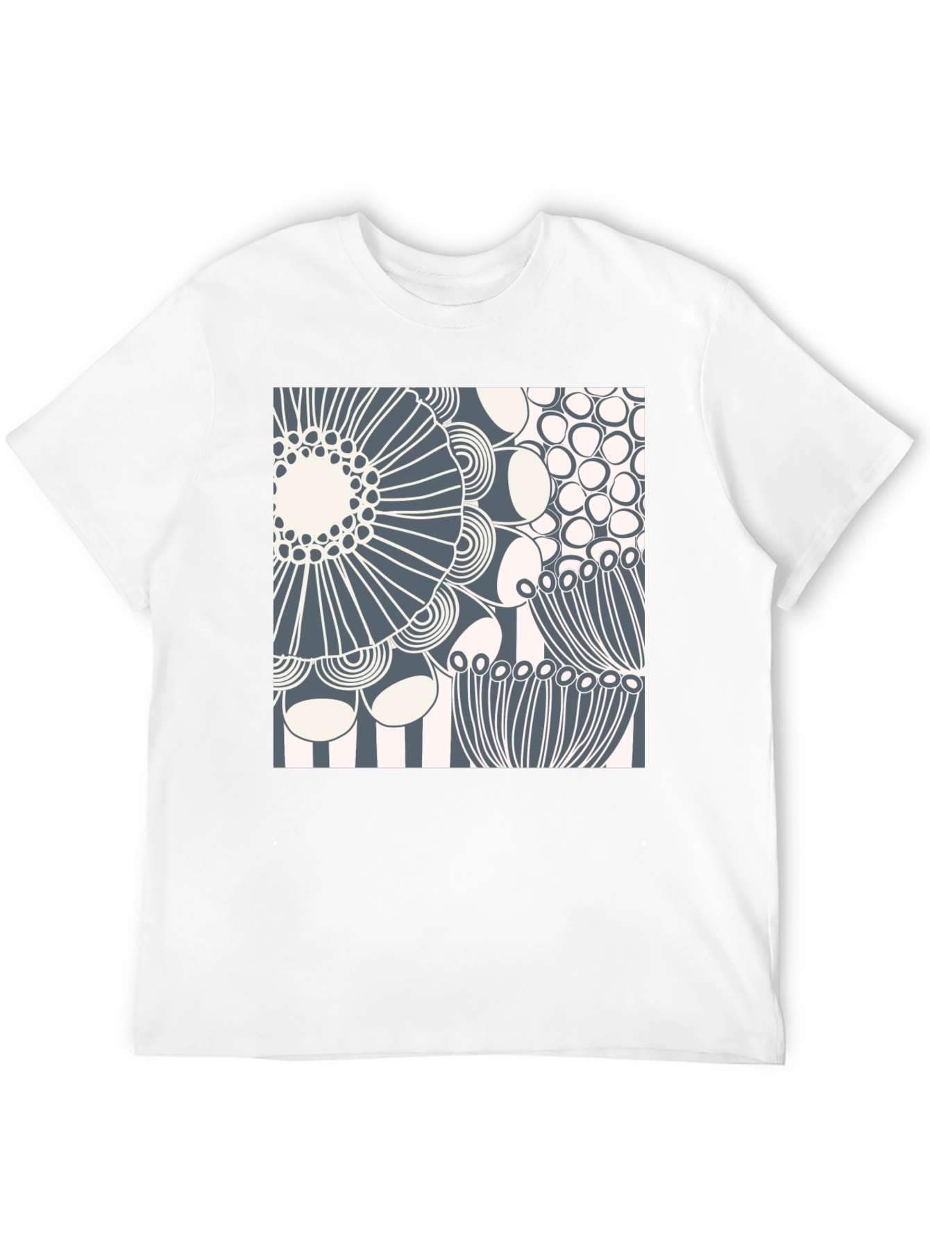 Abstract Floral Print Crew Neck T-Shirt