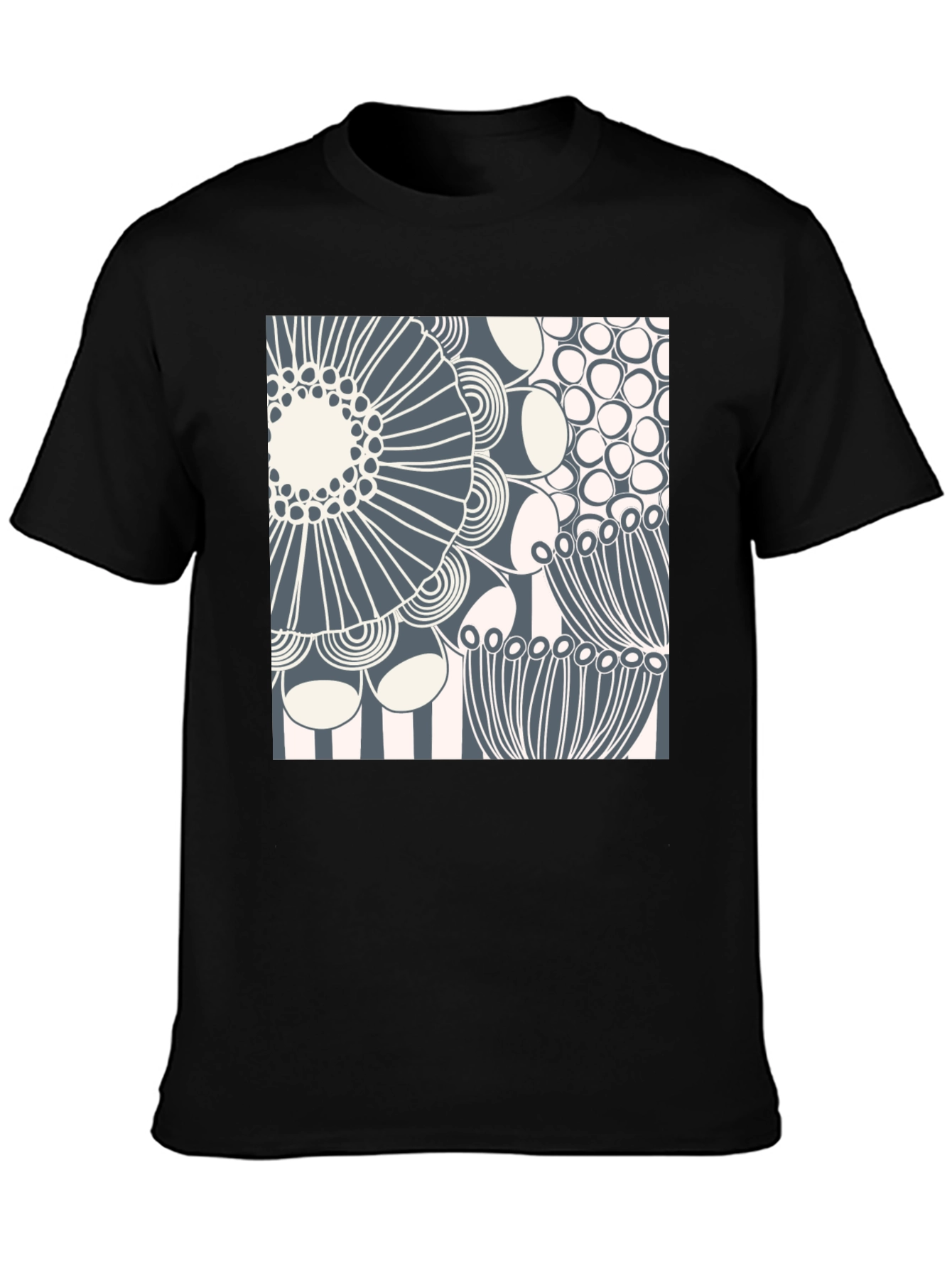 Abstract Floral Print Crew Neck T-Shirt