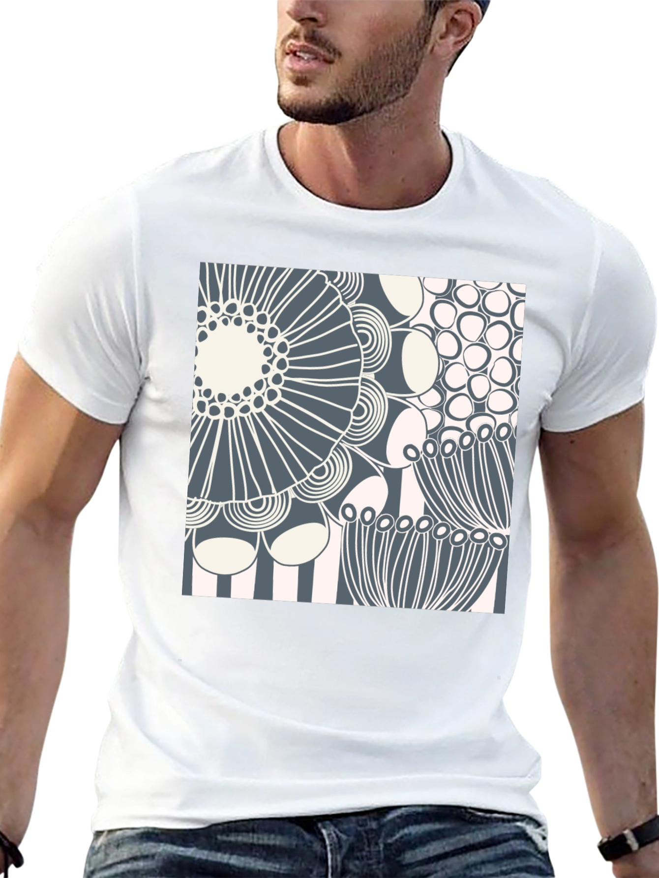 Abstract Floral Print Crew Neck T-Shirt