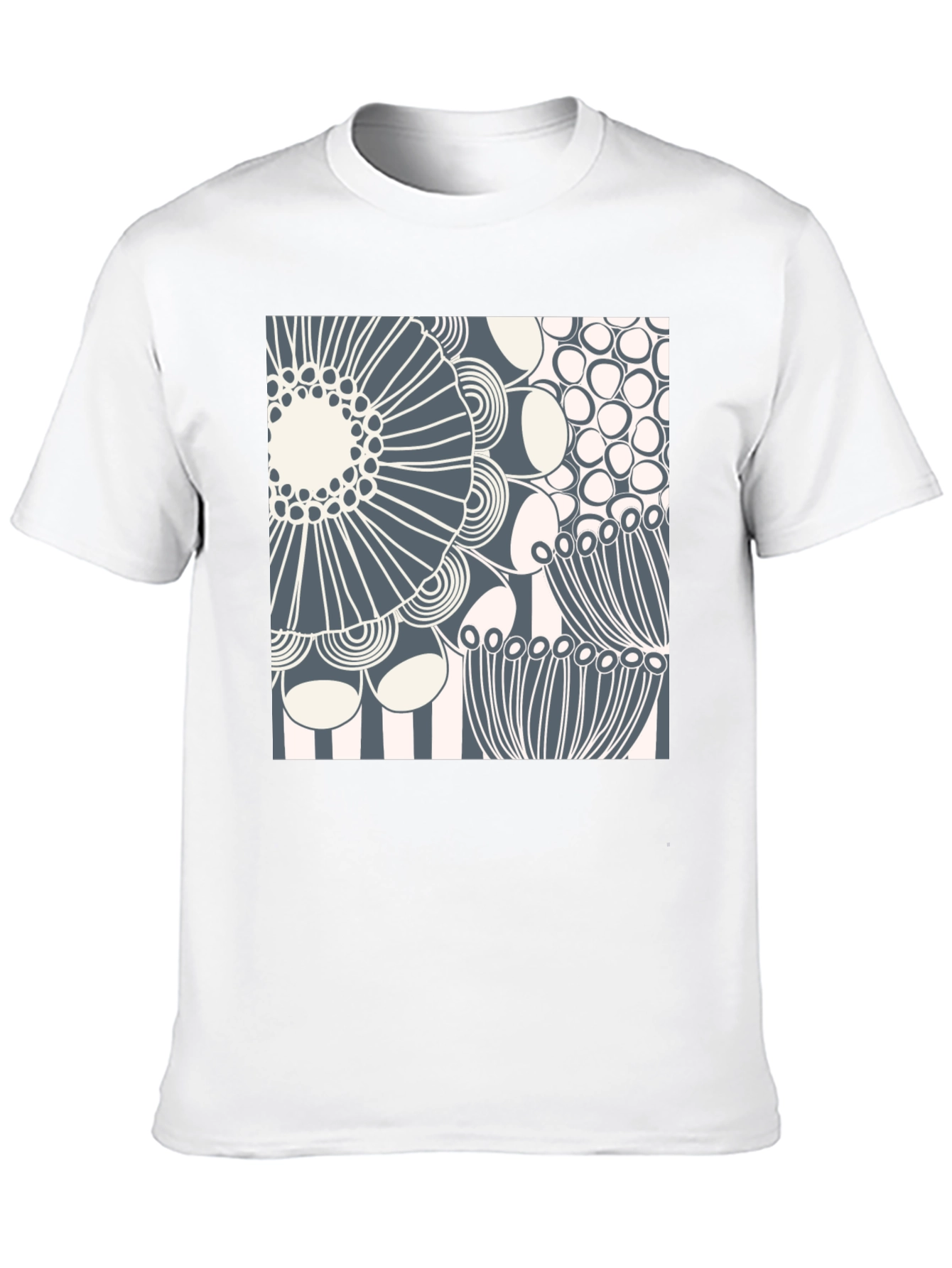 Abstract Floral Print Crew Neck T-Shirt