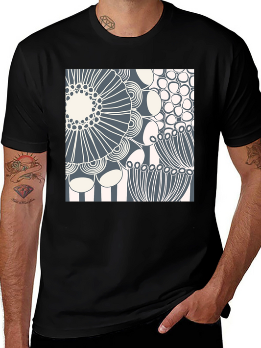 Abstract Floral Print Crew Neck T-Shirt