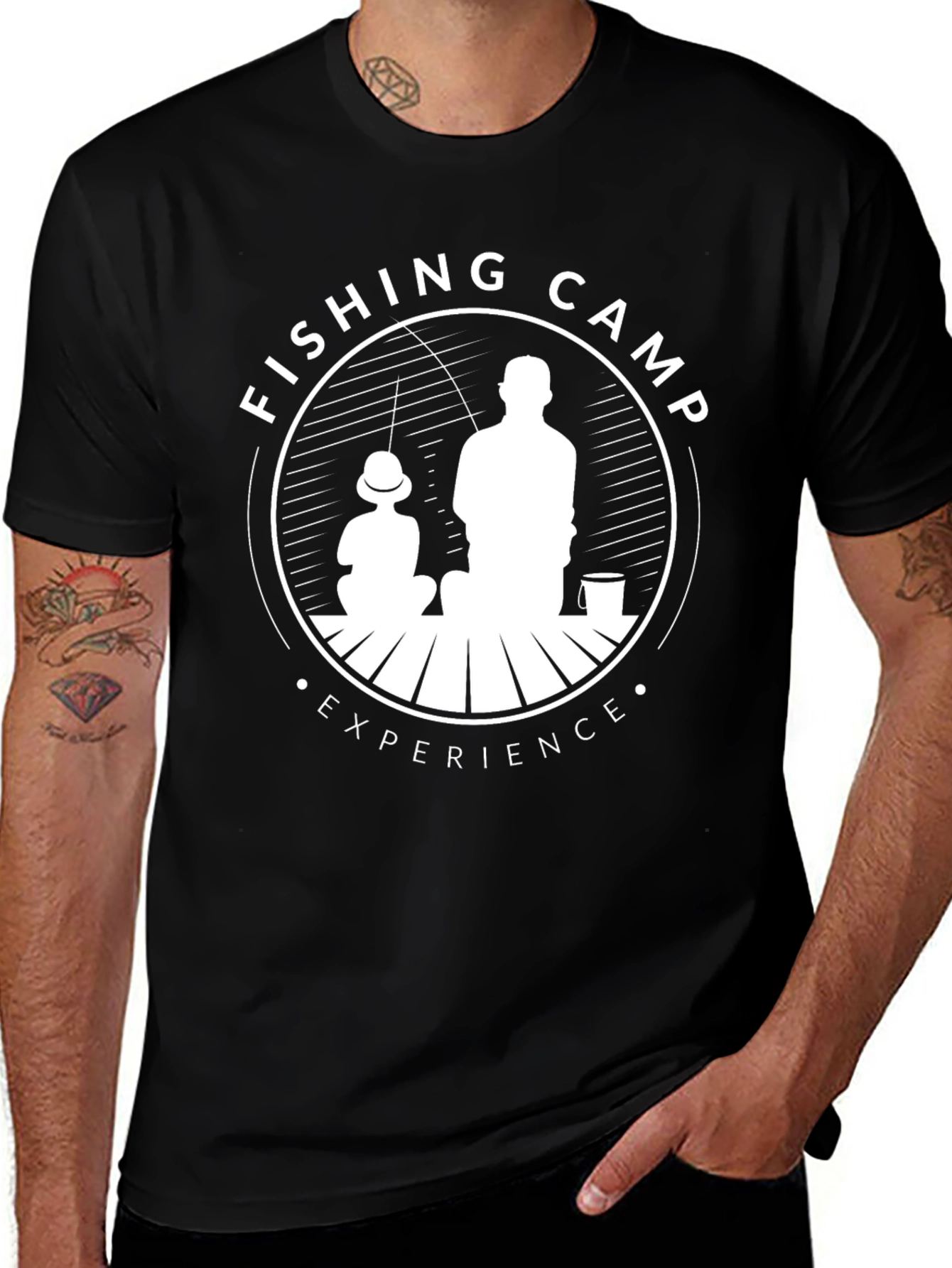 Fishing Camp Experience T-Shirt - Black Cotton Tee