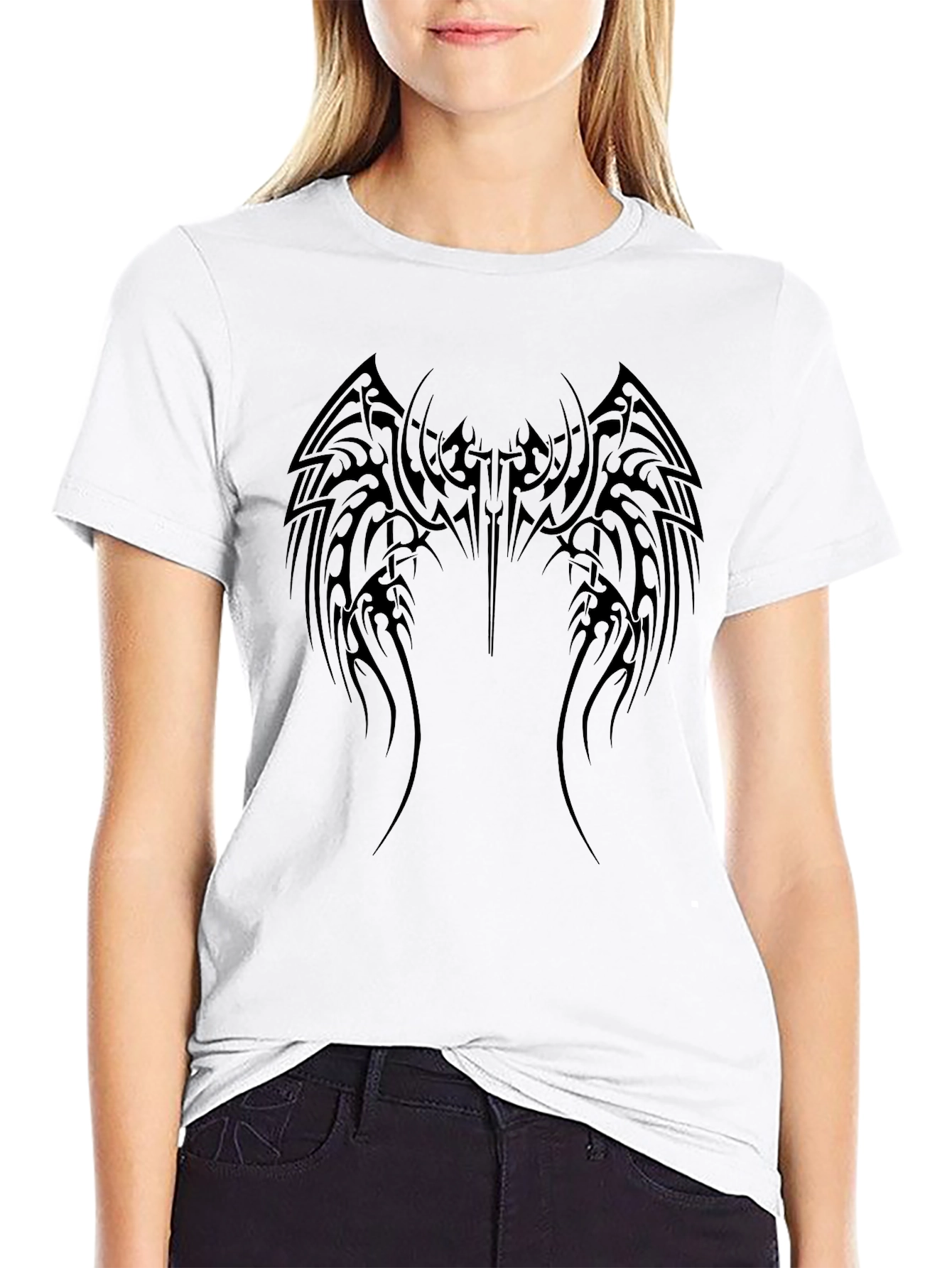 Tribal Wing Design Black T-Shirt