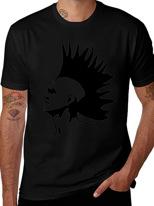 Mohawk Graphic Tee - Black Cotton Blend T-Shirt