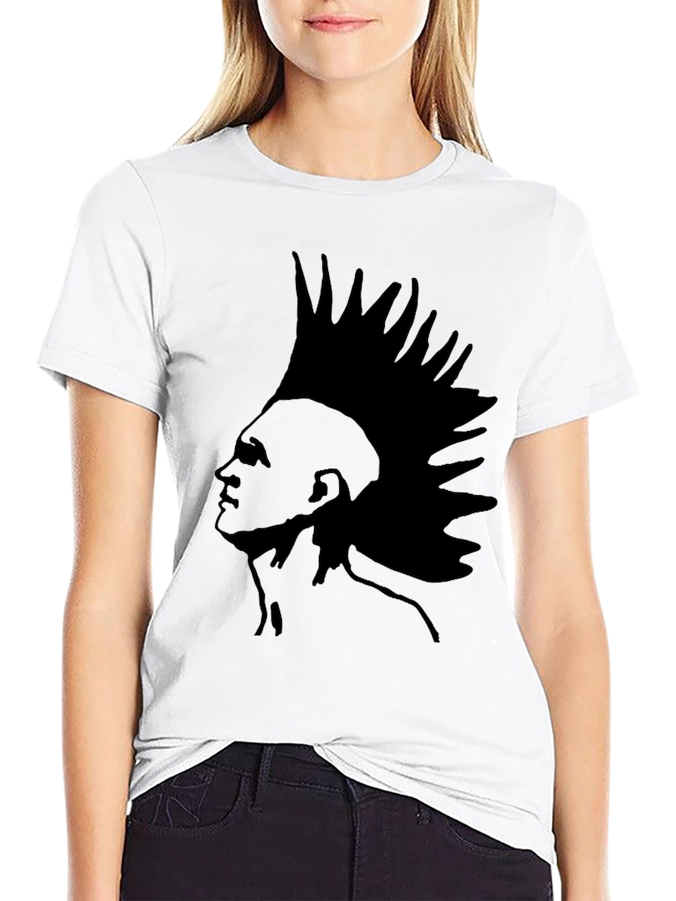 Mohawk Graphic Tee - Black Cotton Blend T-Shirt