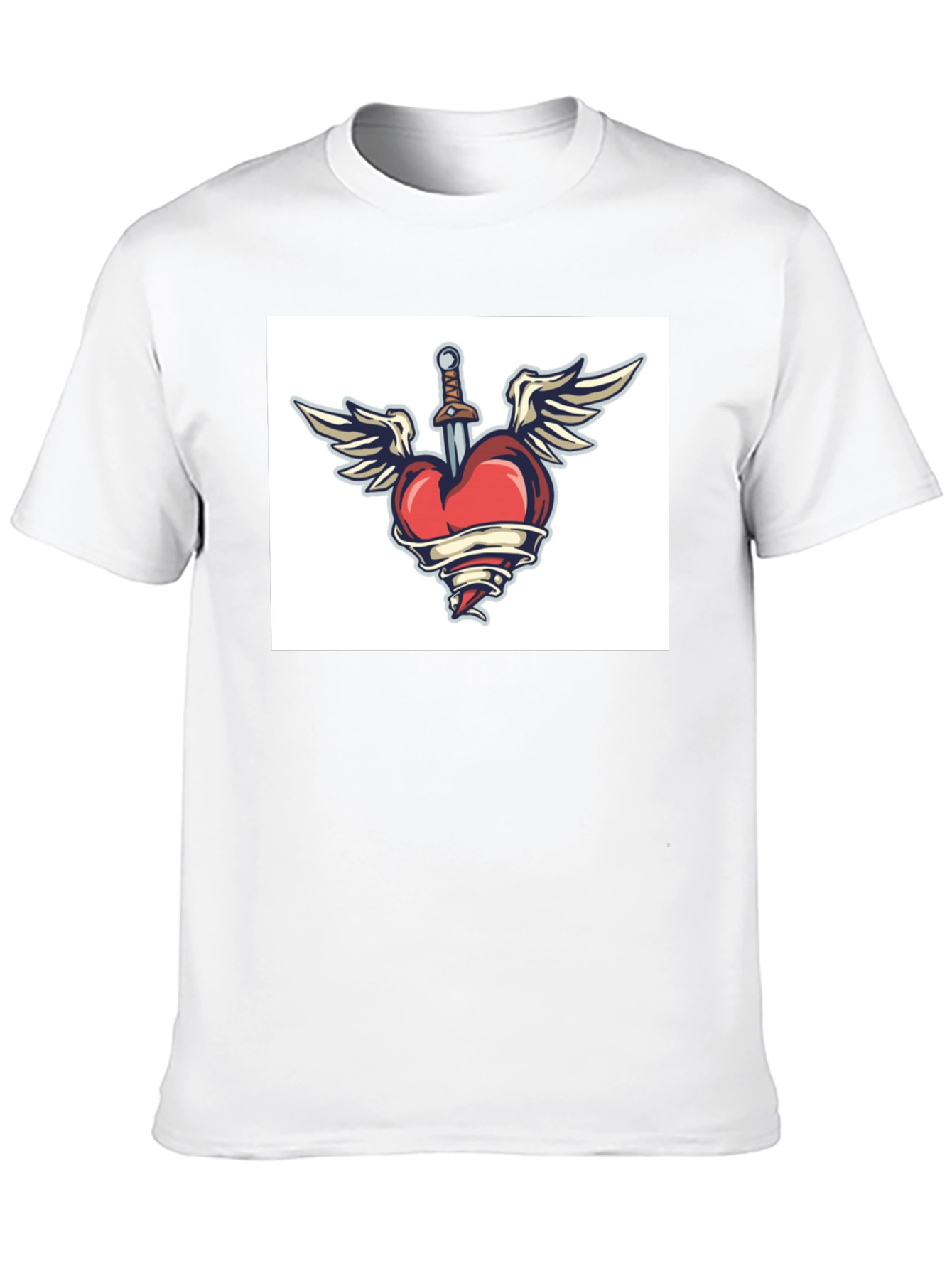 Heart Dagger Tee - Classic Black Crew Neck T-Shirt