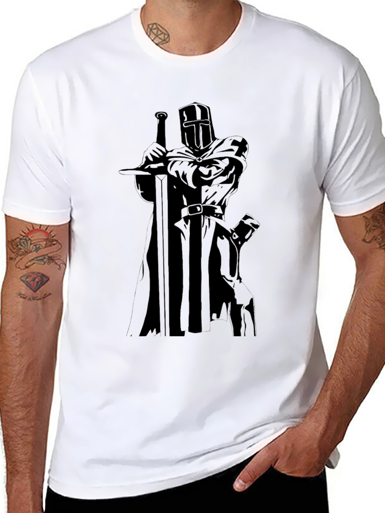 Crusader Knight Graphic Black T-Shirt