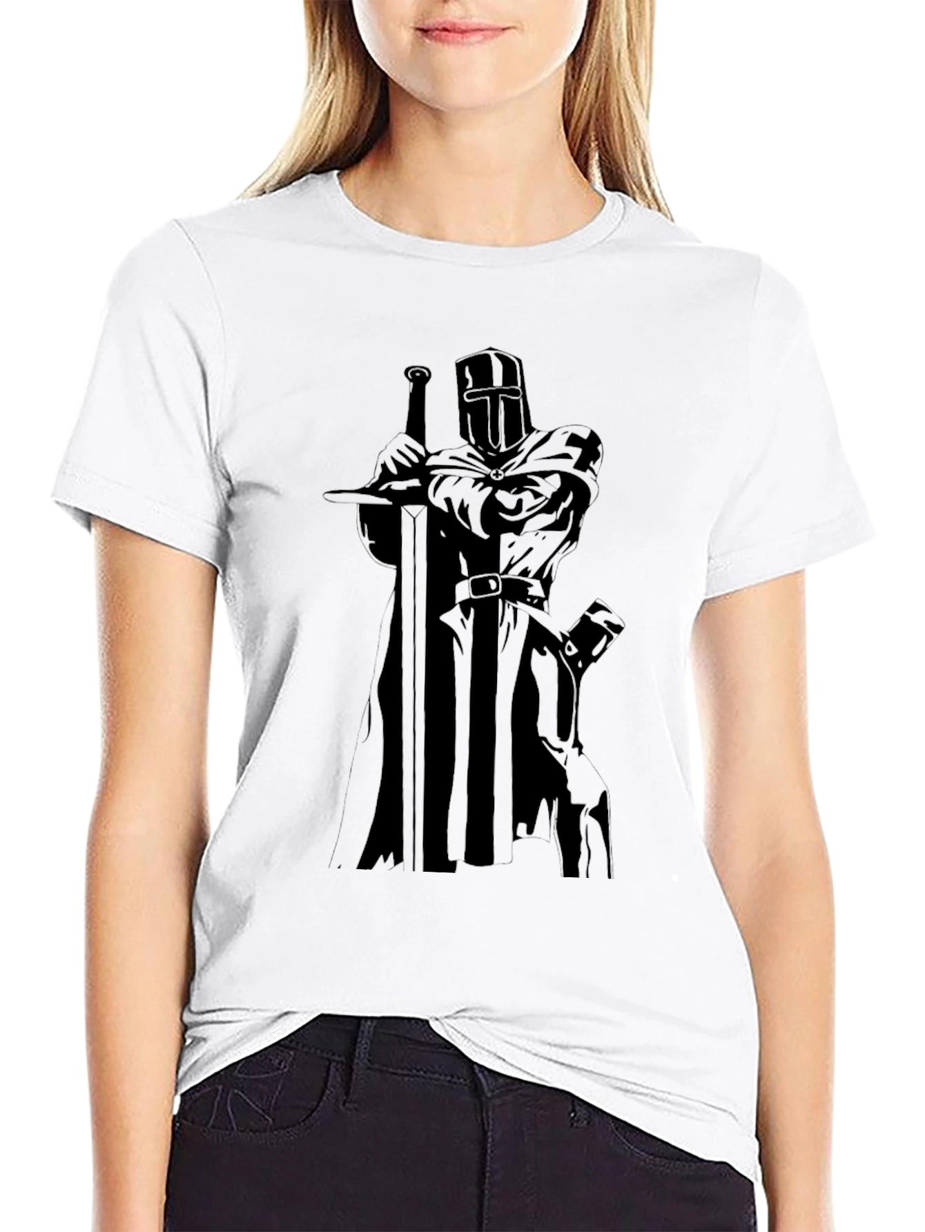 Crusader Knight Graphic Black T-Shirt