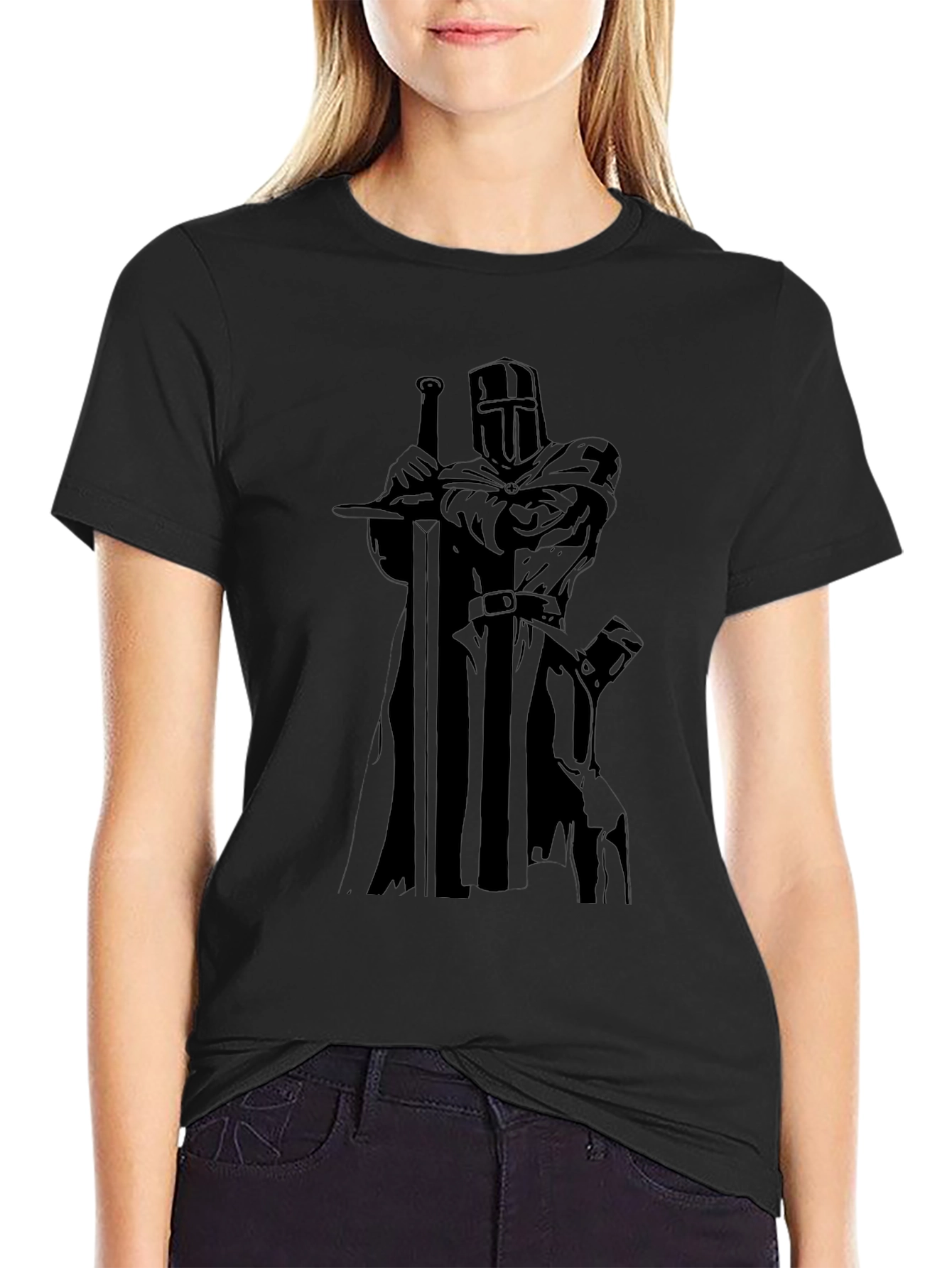 Crusader Knight Graphic Black T-Shirt