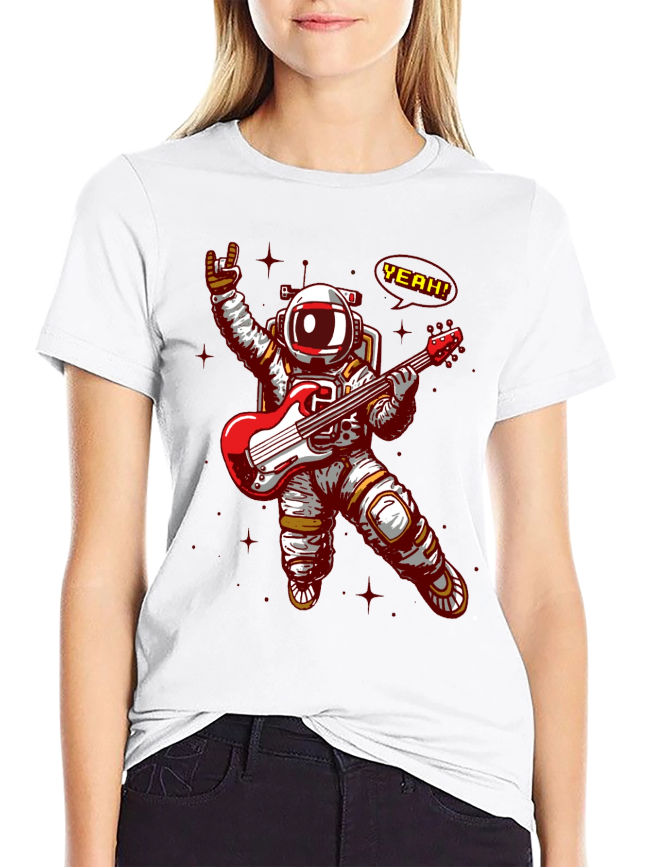 Astronaut Rocking Guitar T-Shirt - Space Music Tee