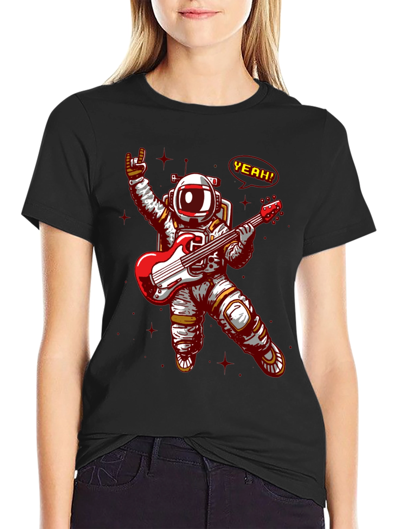Astronaut Rocking Guitar T-Shirt - Space Music Tee