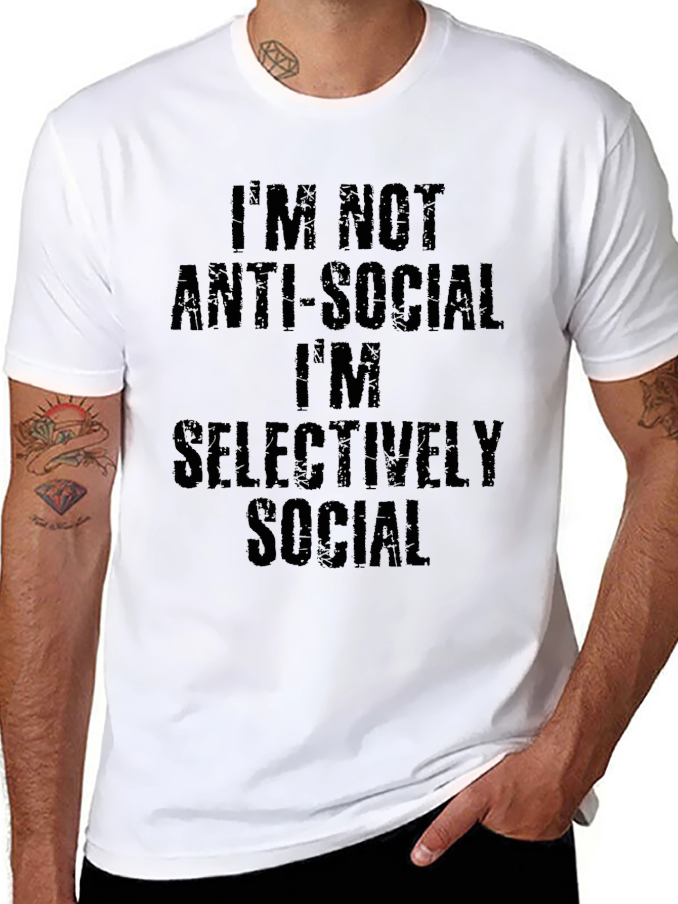 Selectively Social Graphic Tee - Black Casual Shirt