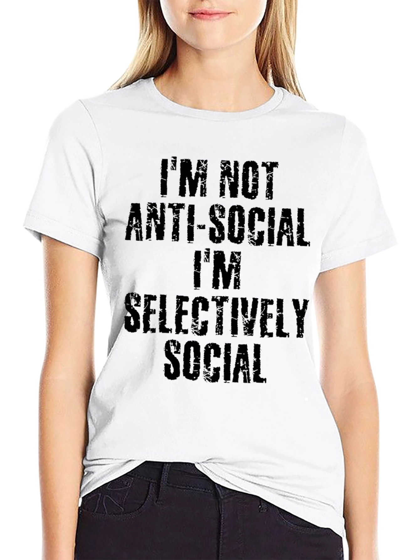 Selectively Social Graphic Tee - Black Casual Shirt