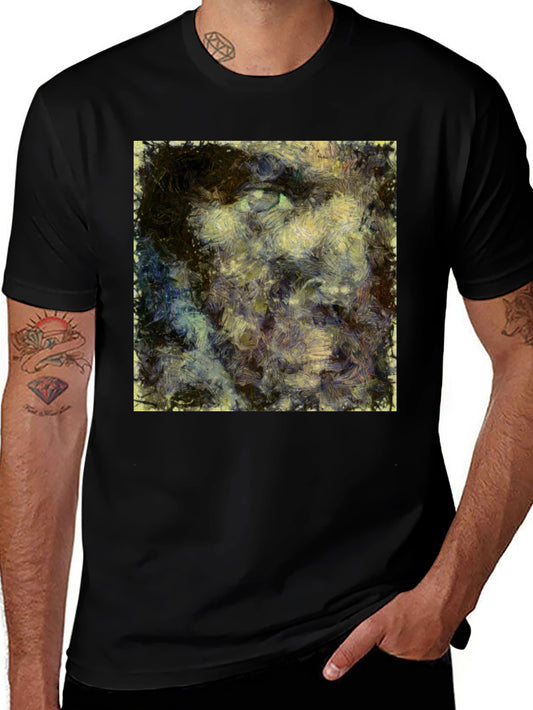 Abstract Portrait Graphic Tee - Black Cotton Comfort