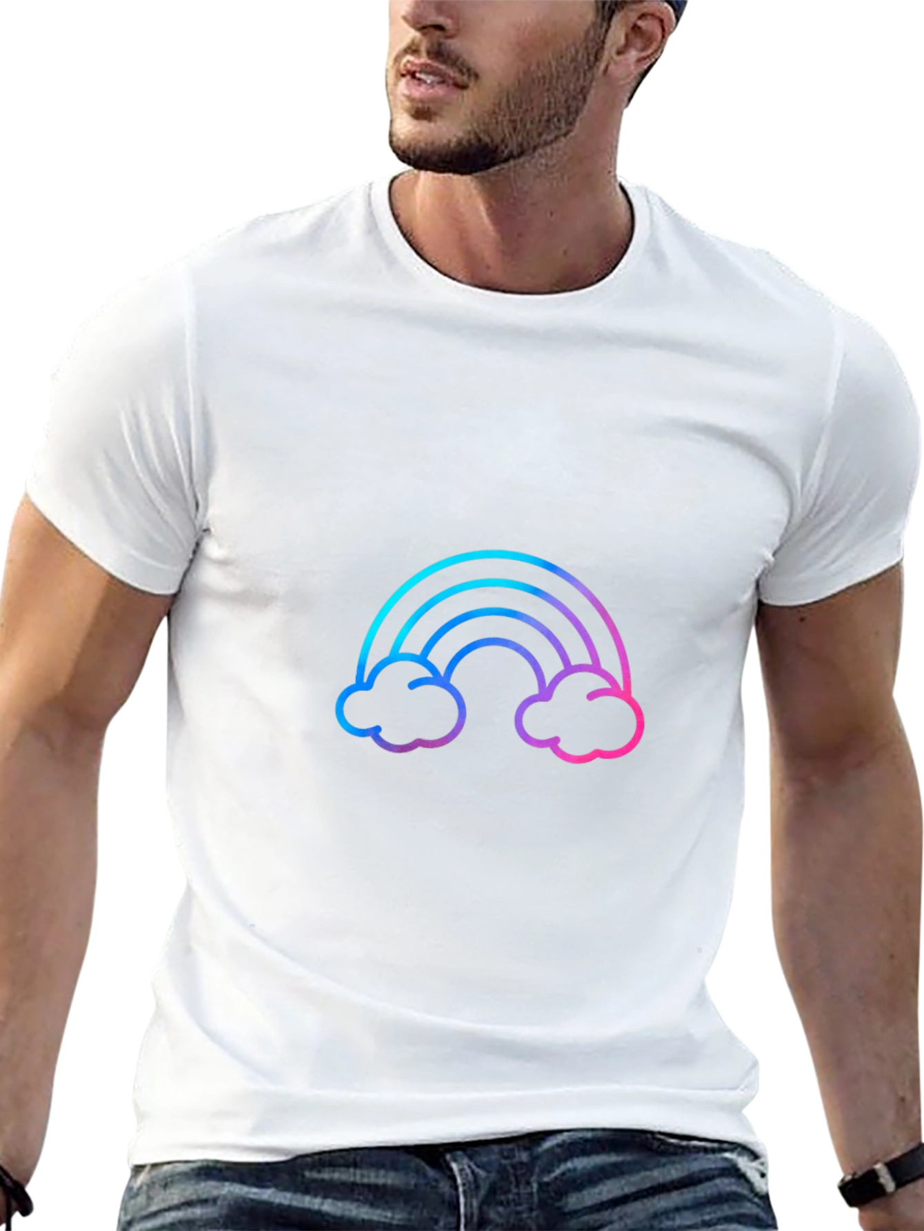 Rainbow Graphic Tee - Stylish Mens Black T-Shirt