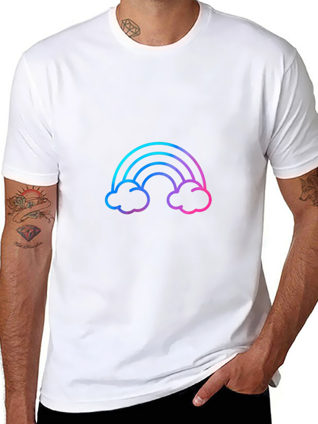 Rainbow Graphic Tee - Stylish Mens Black T-Shirt